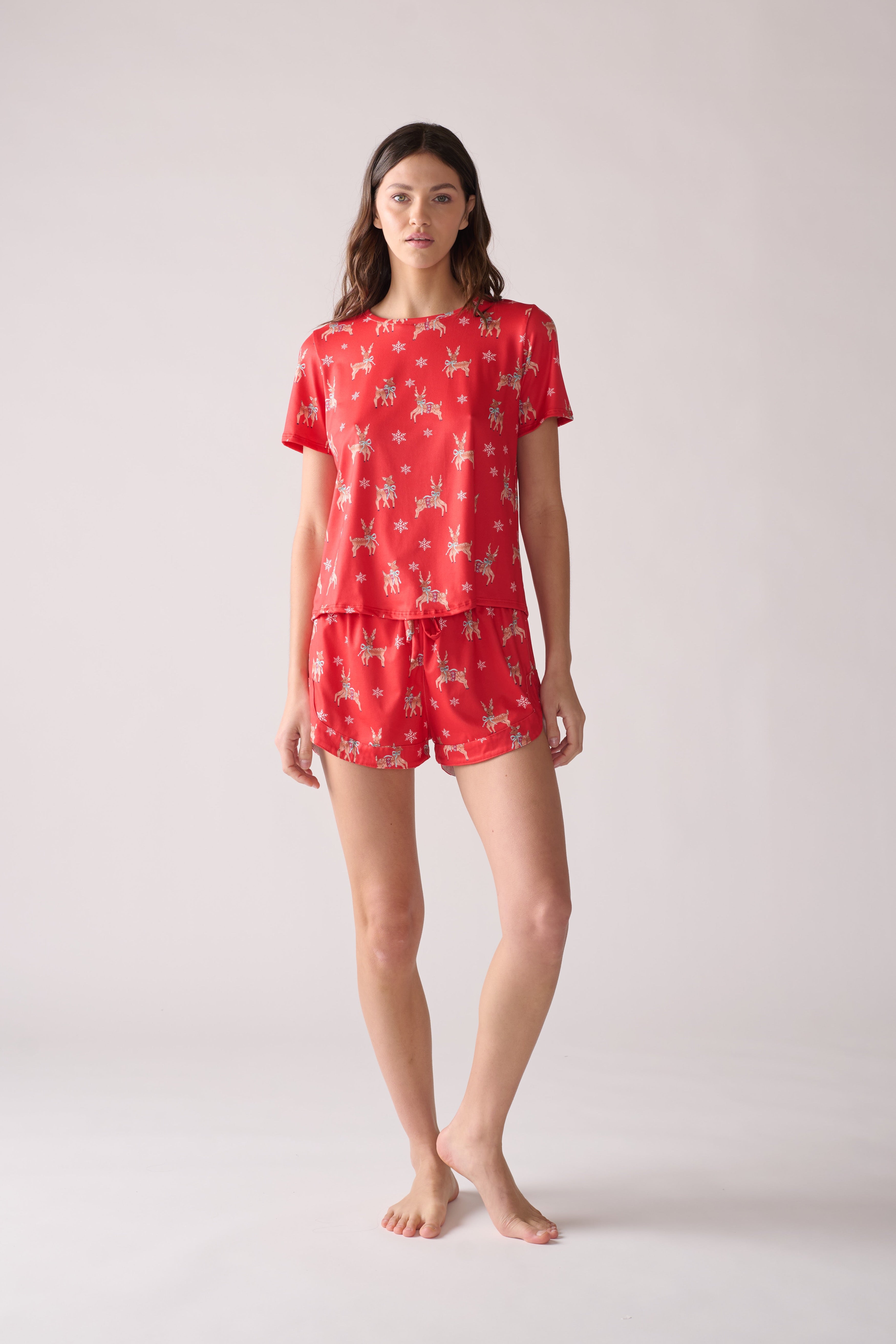 Women’s Rudolph Pajama Set – T-Shirt & Shorts