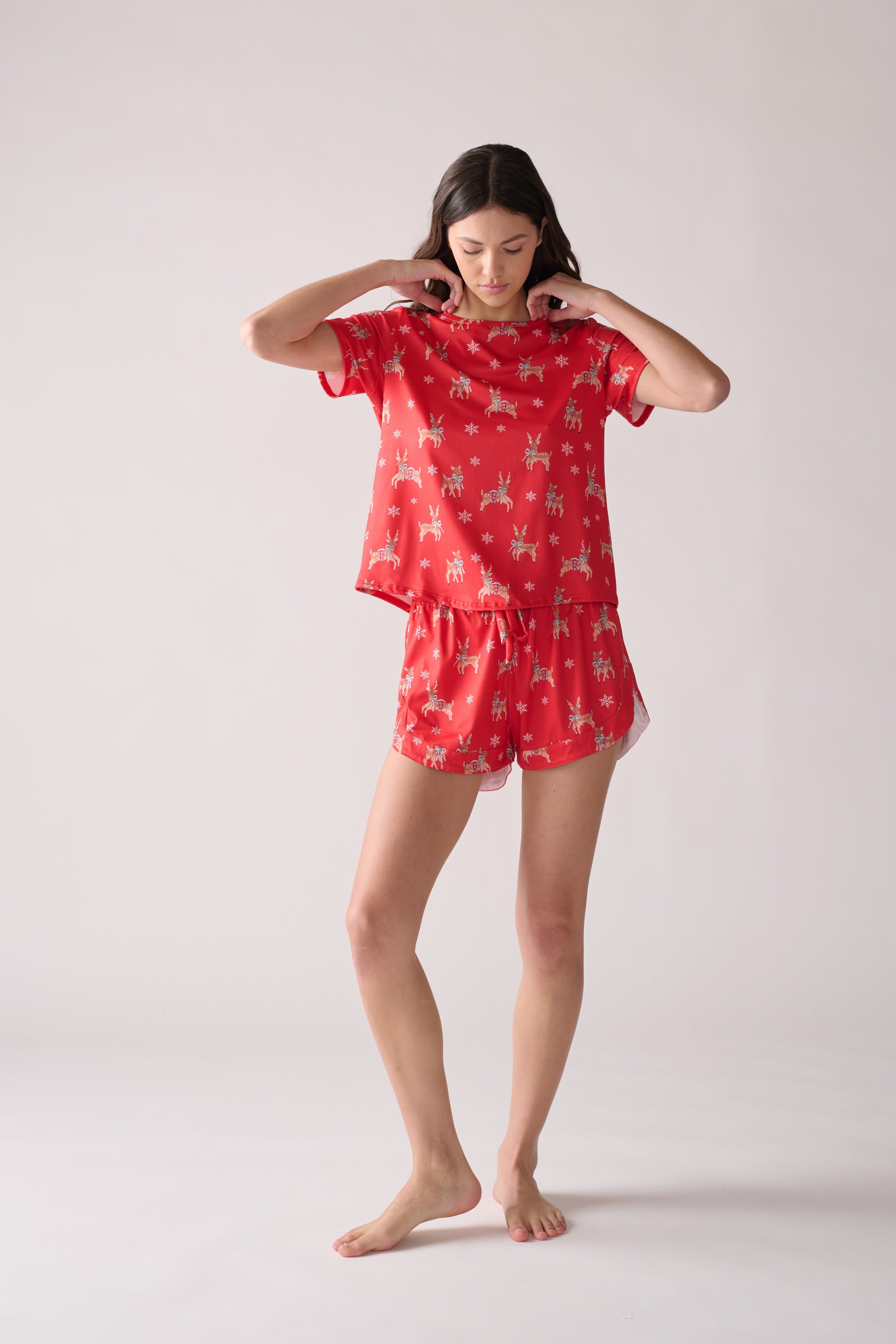 Women’s Rudolph Pajama Set – T-Shirt & Shorts