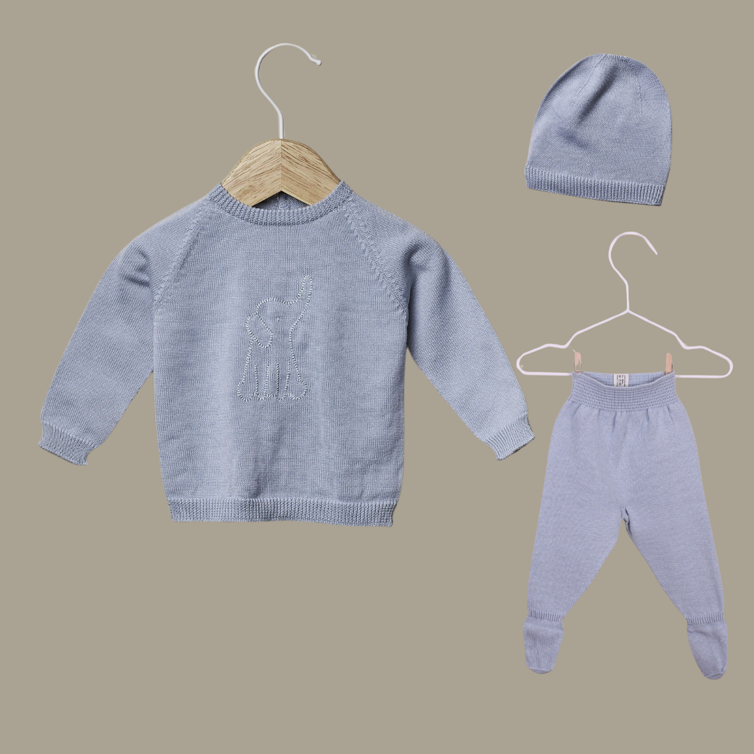 Knit Set Elephant- 3pc- Multicolor