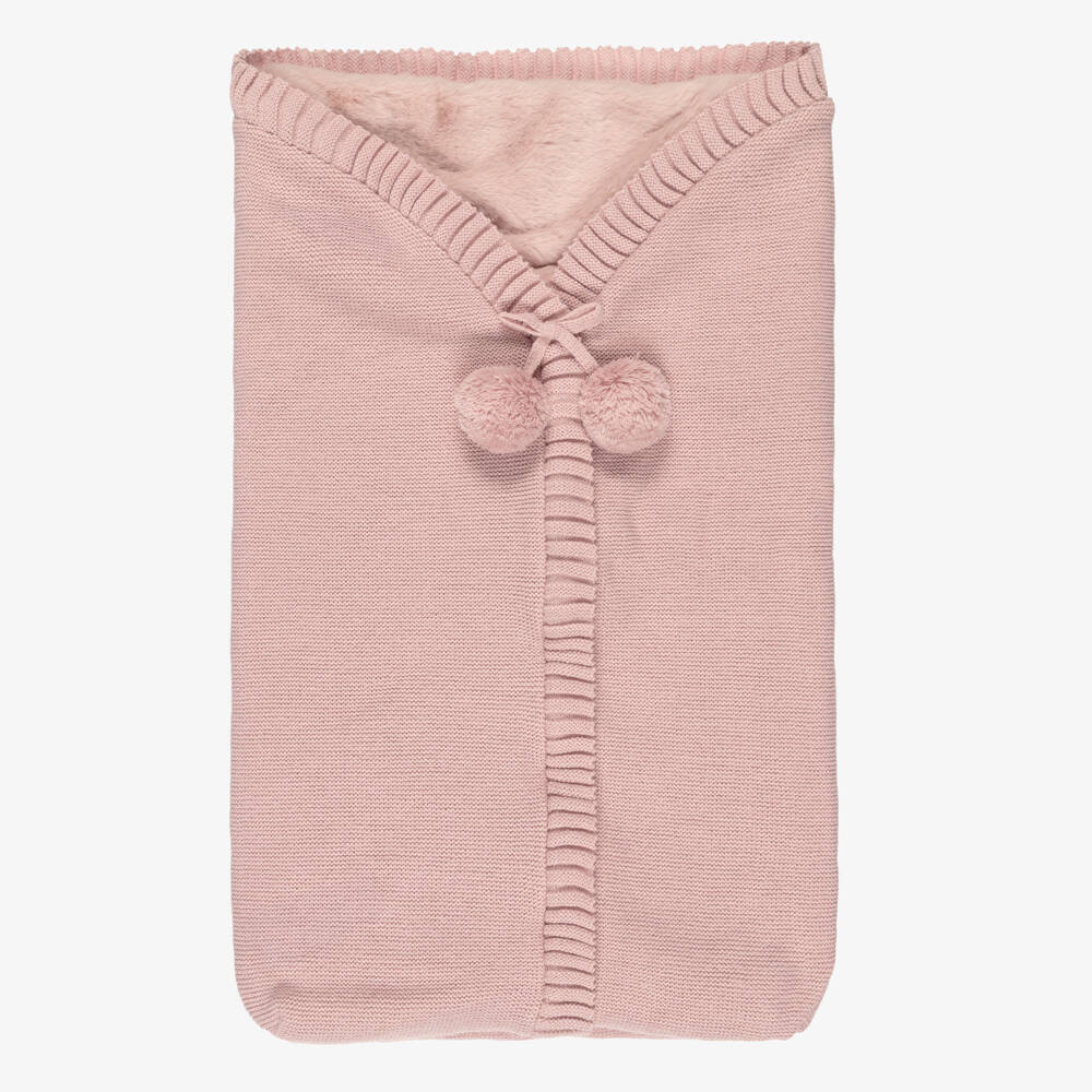 Pink baby wrap with a bow on a white background