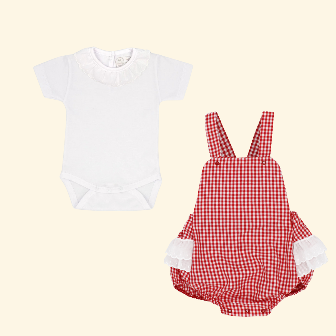 Dungaree Set Cherry