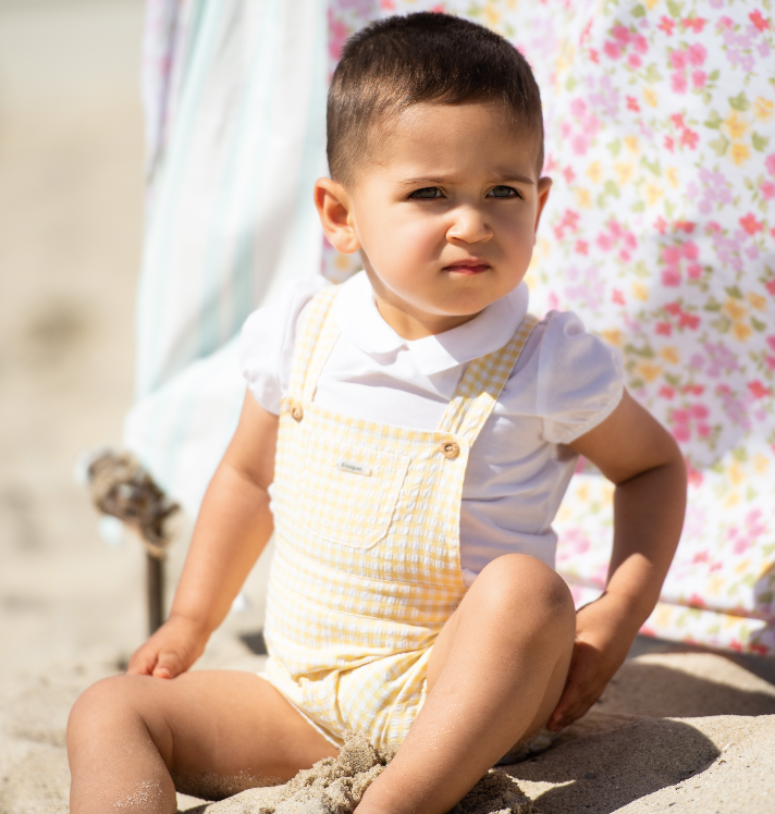Dungaree Set Yellow Checkers