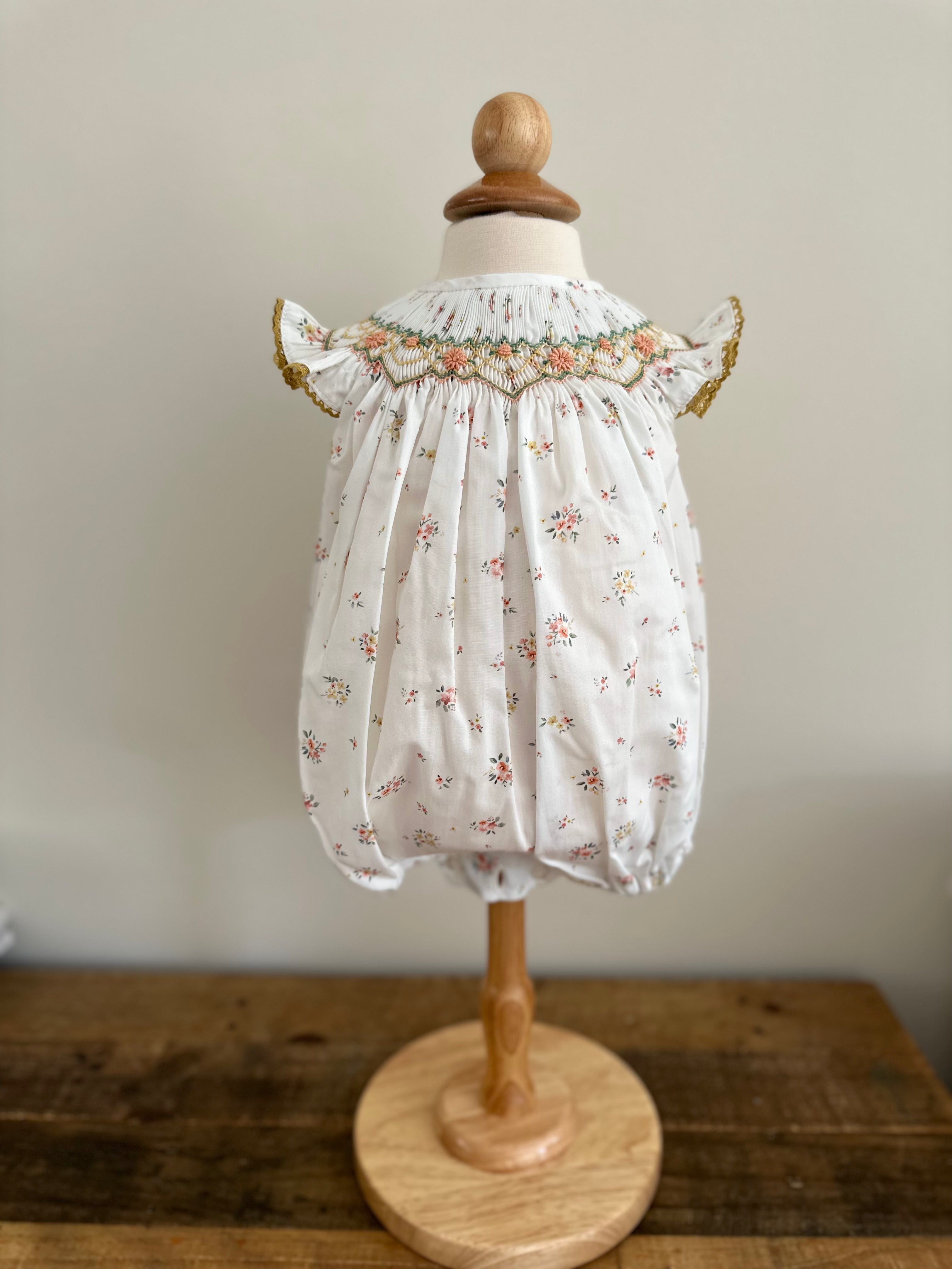 Smock Romper Flower Ochre