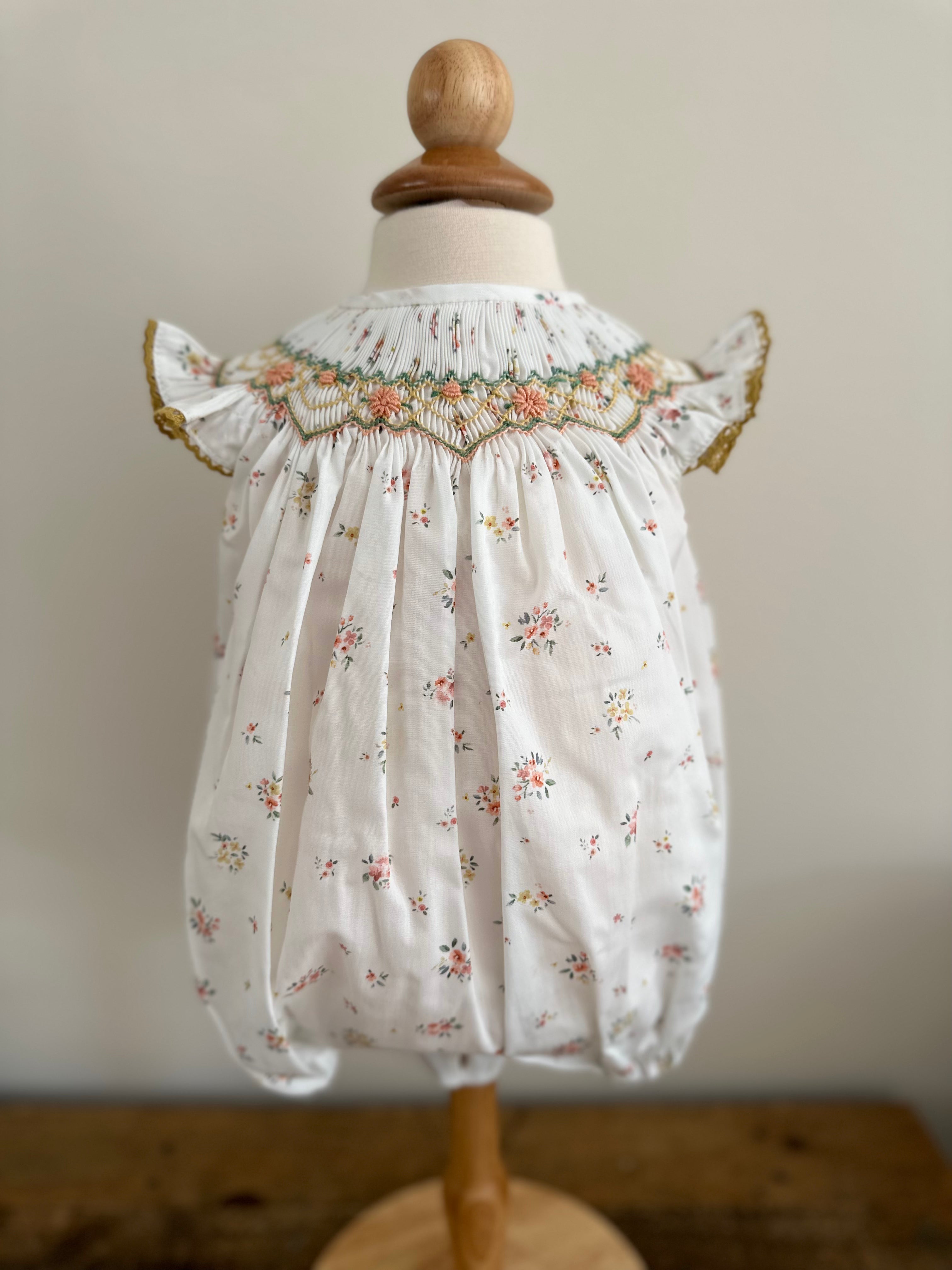 Smock Romper Flower Ochre