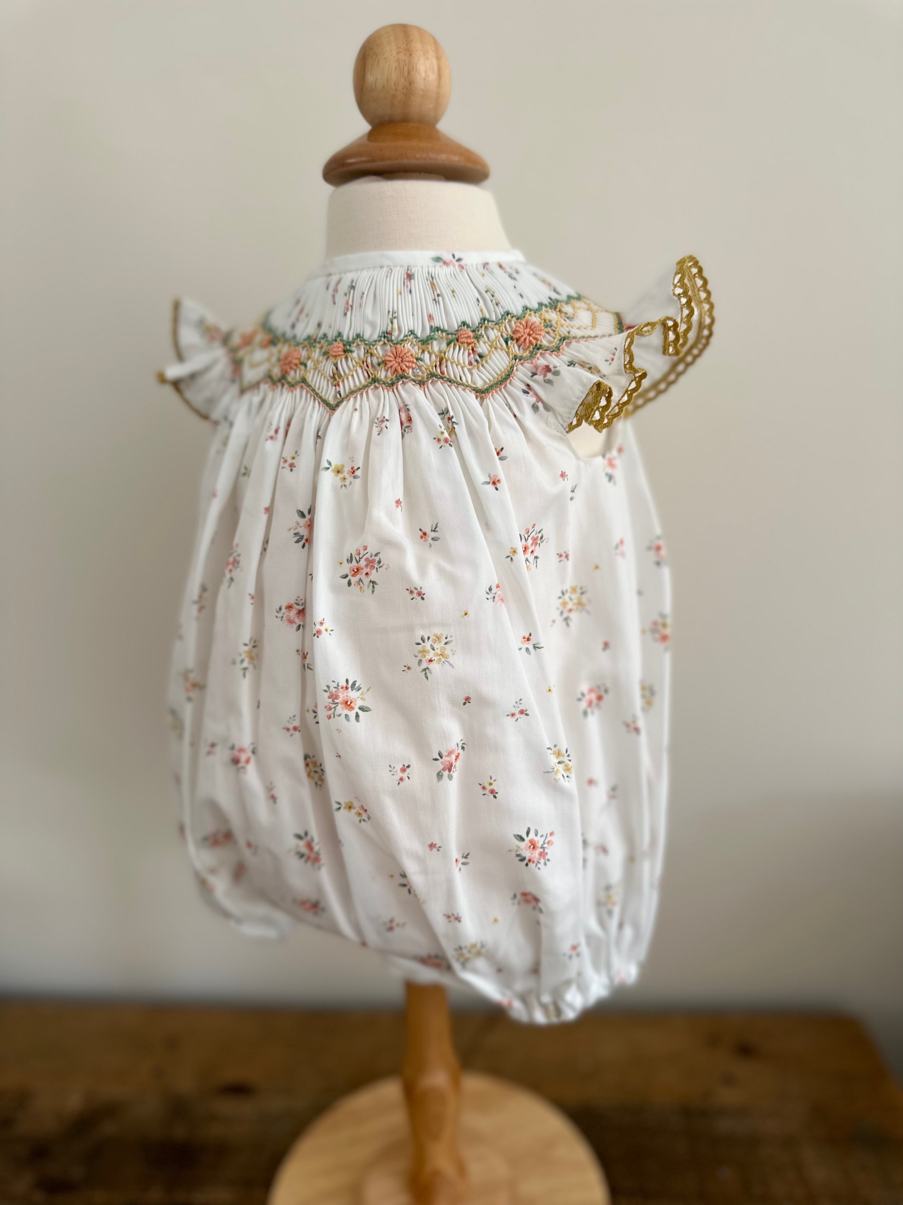 Smock Romper Flower Ochre