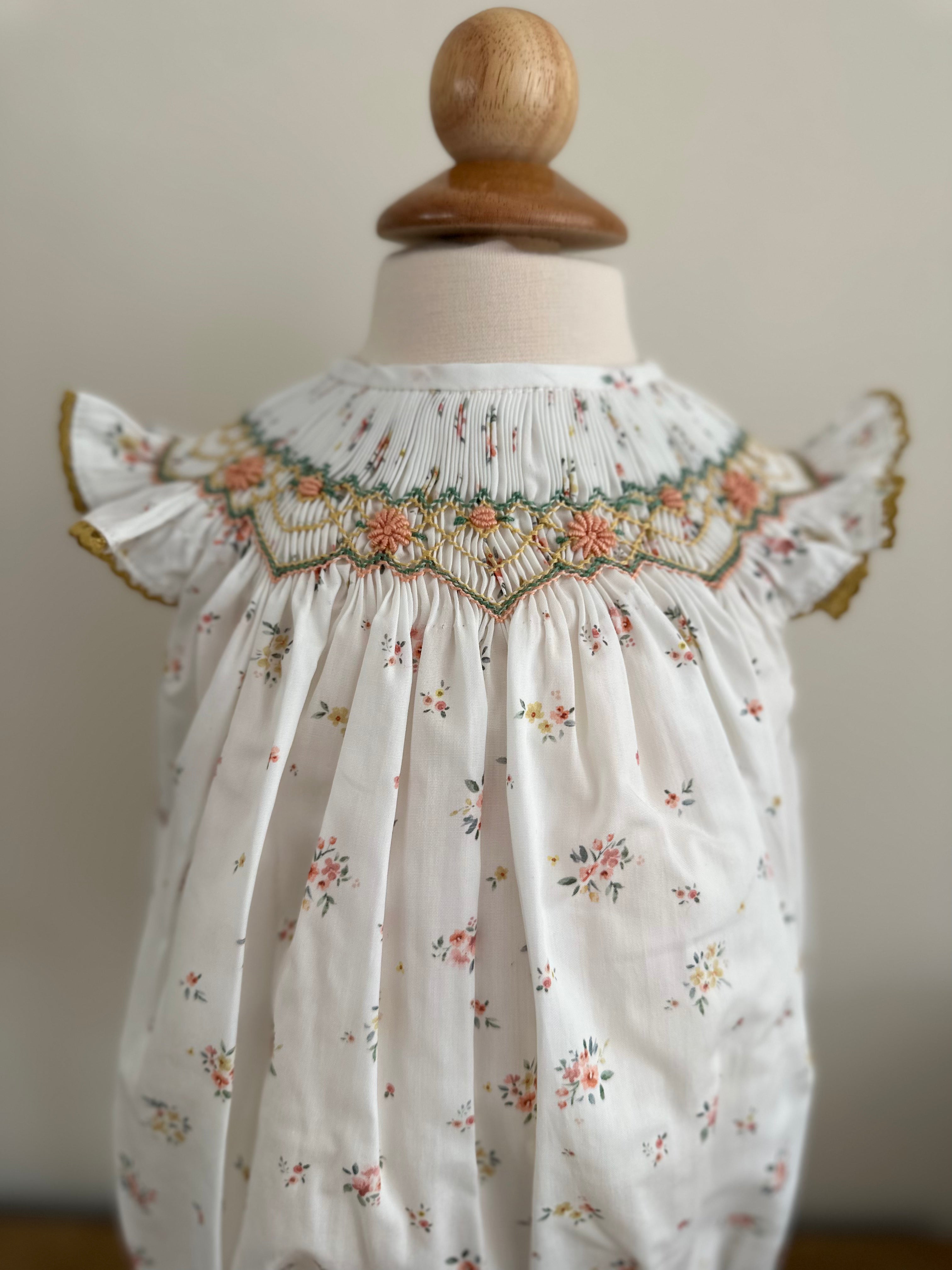 Smock Romper Flower Ochre