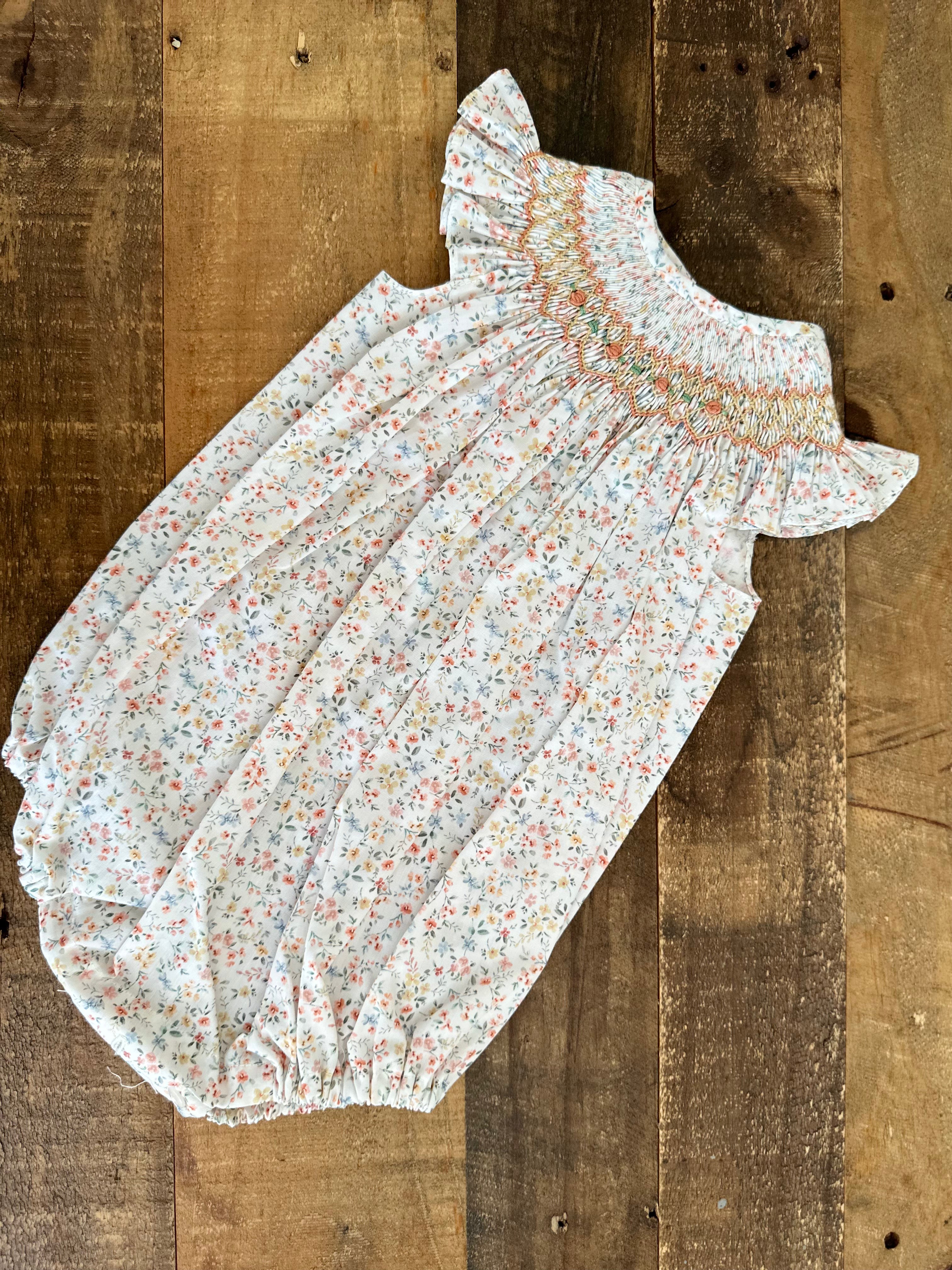 Smock Romper Flower Ochre