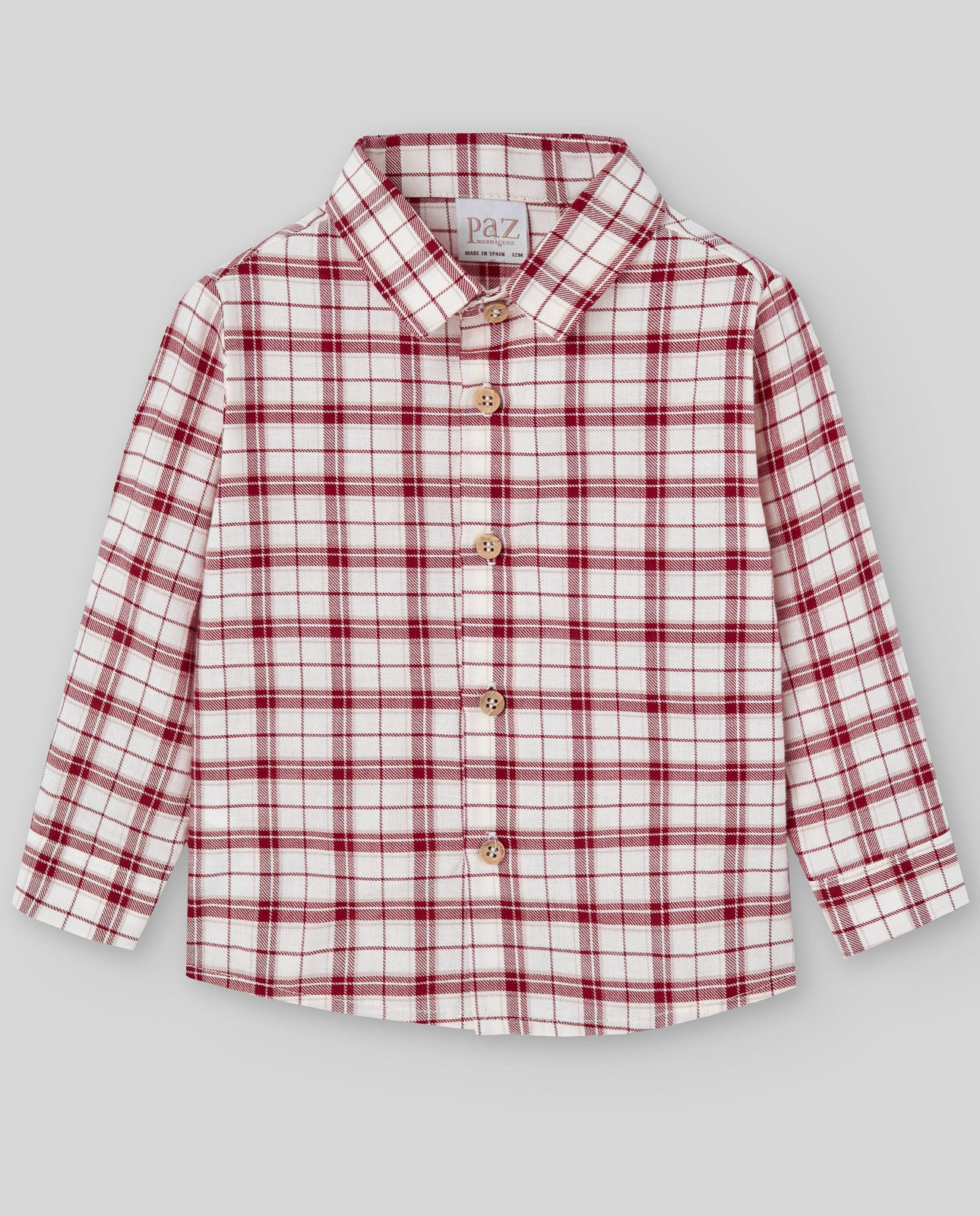Red and white checkered shirt on a gray background