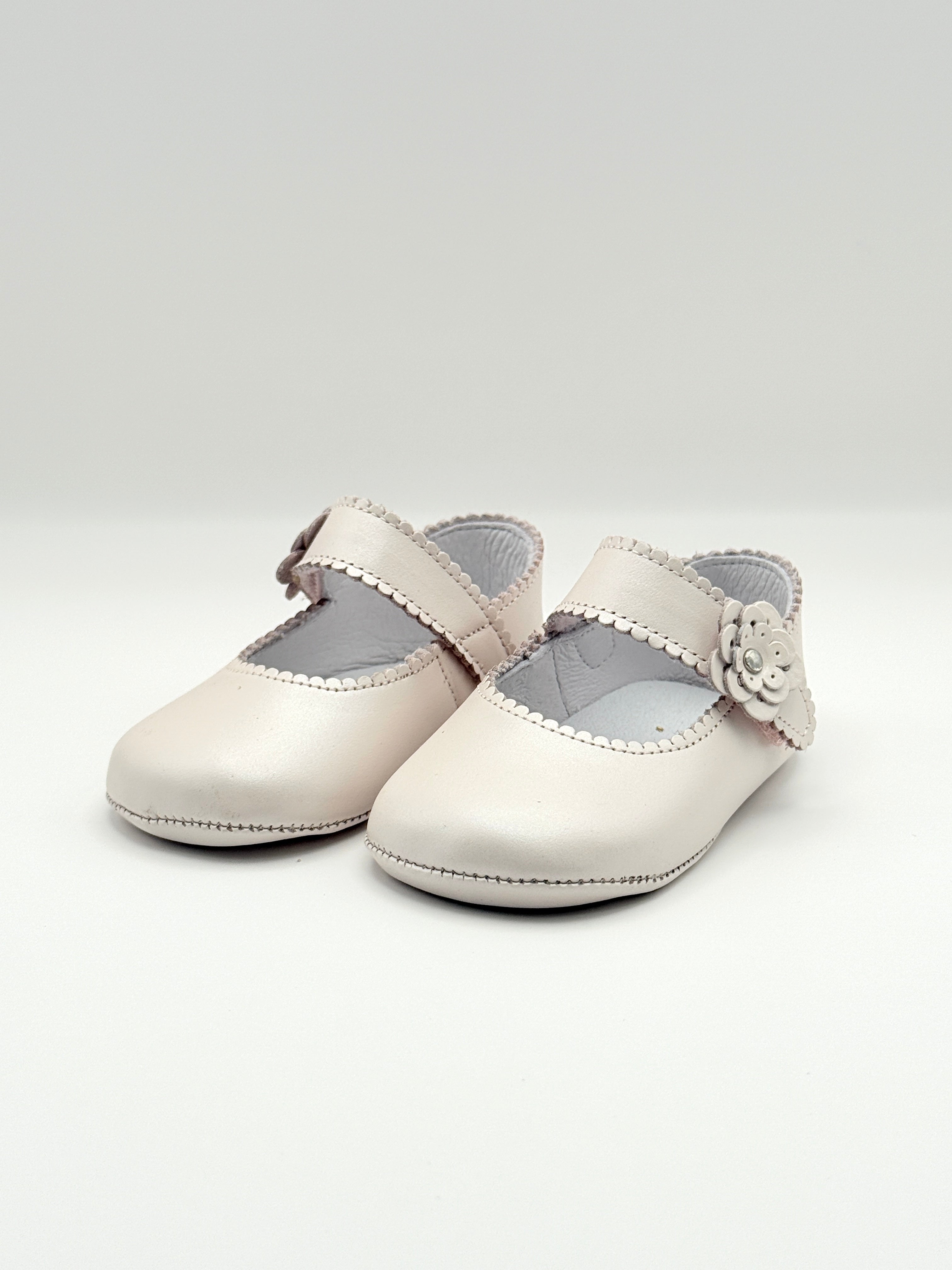 Crib Shoe Mary Jane Flor Pearl Pink