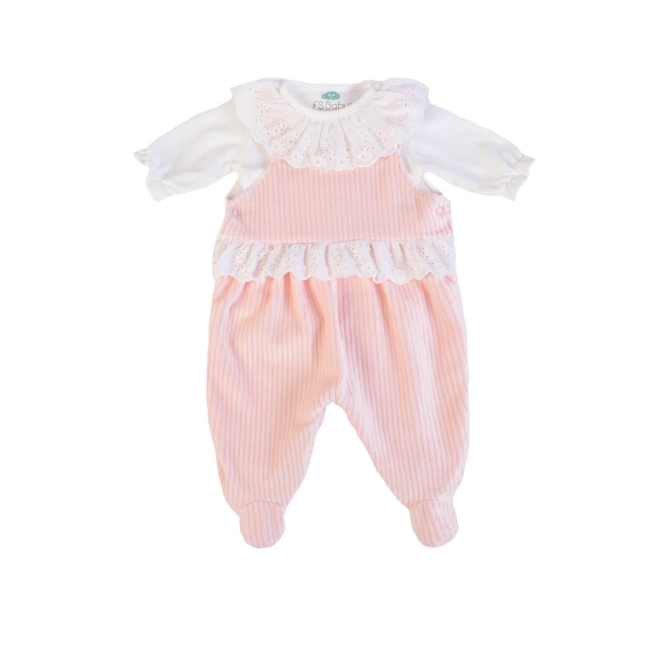 Dungaree Set Rib Pink