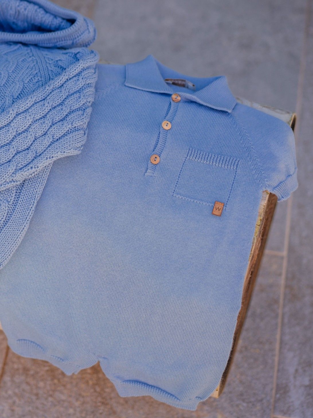 Polo Romper 'Summer' Blue