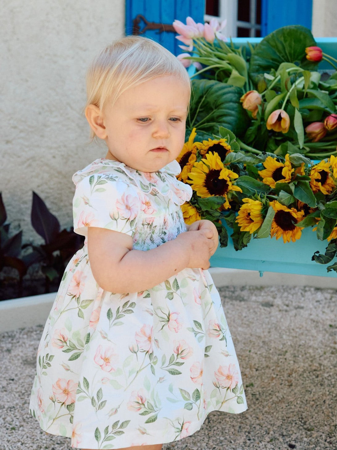 Smock Dress 'Flores Peach'
