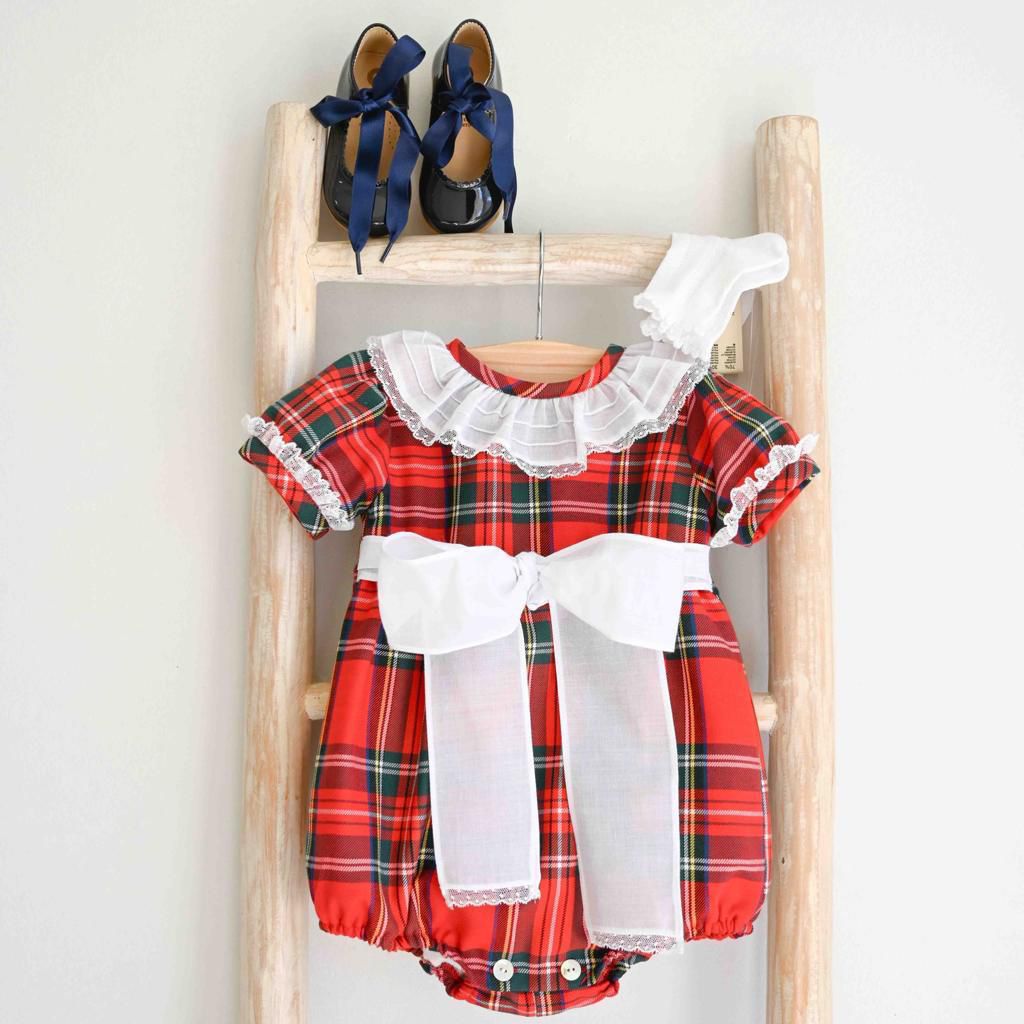 Romper Red Tartan Bow