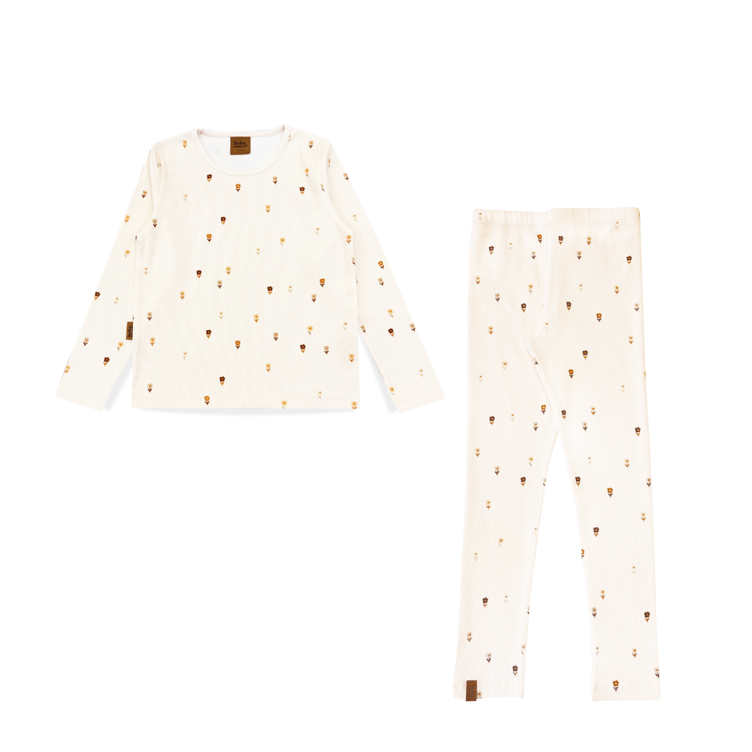 Flower Ribbed Cotton Set