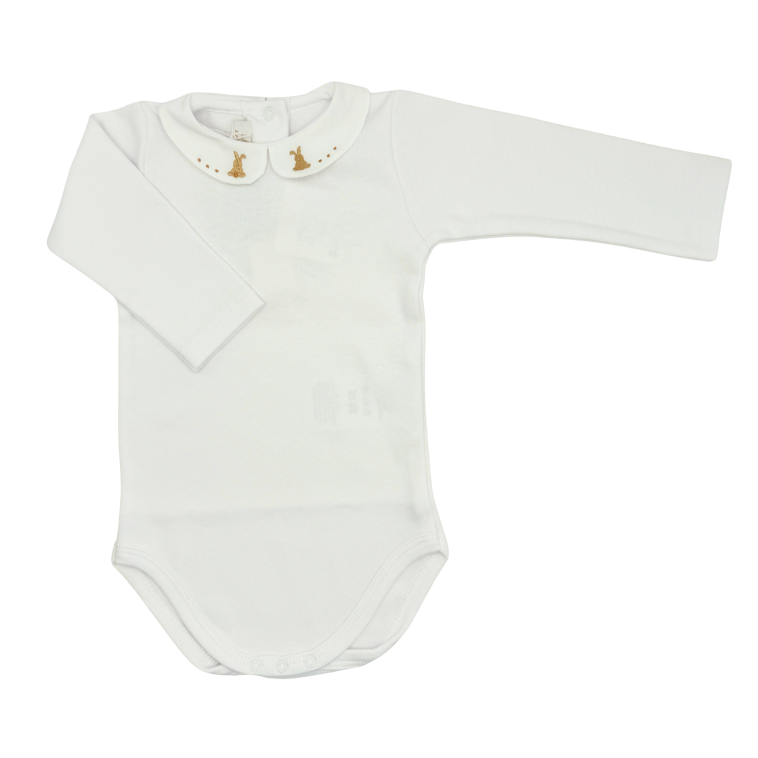 Hand Embroidered Onesie Bunny Khaki