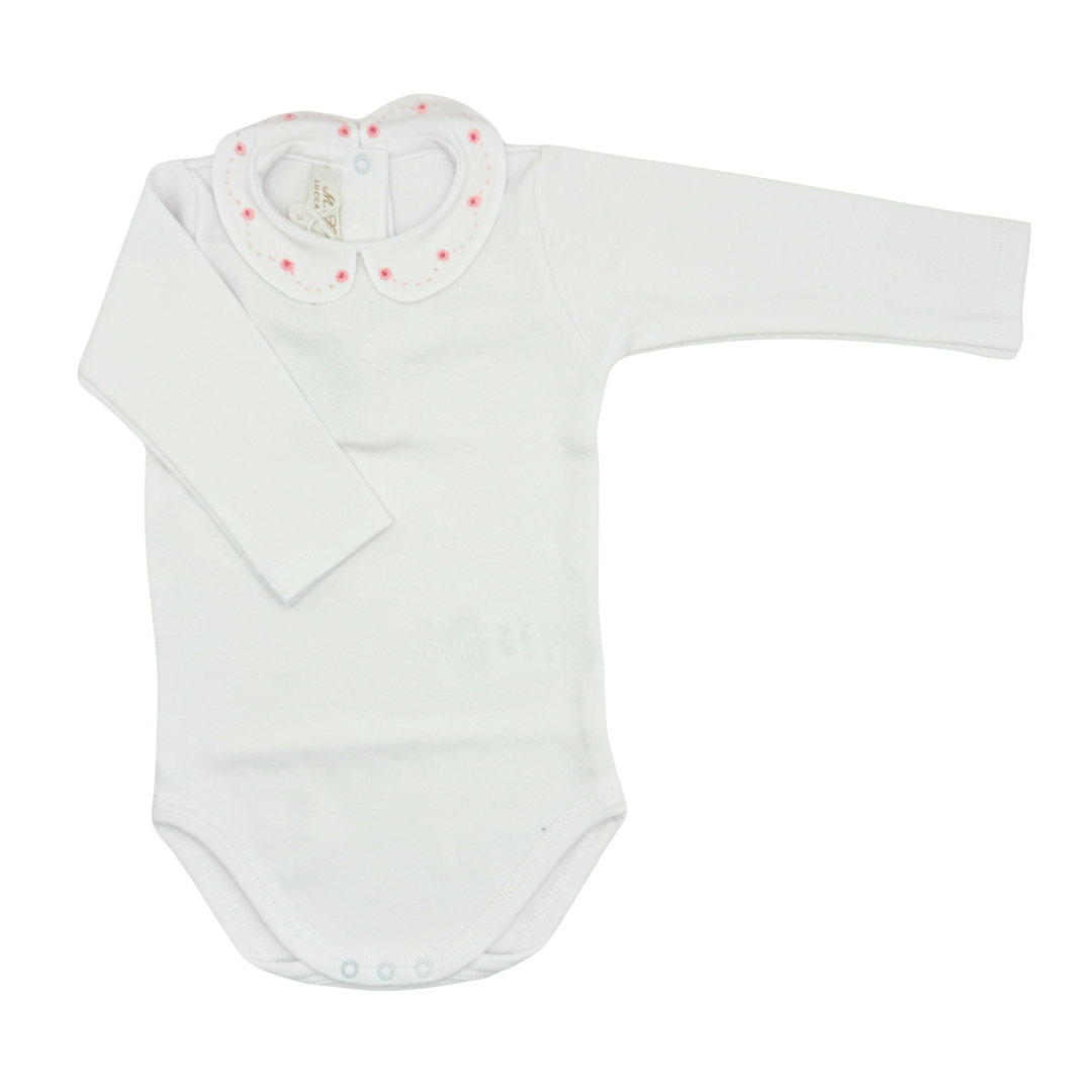 Hand Embroidered Onesie Pink Flowers