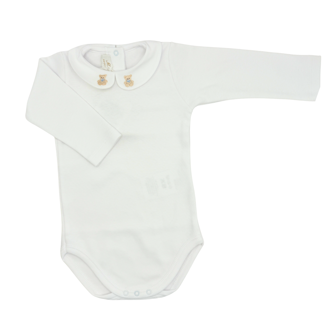Hand Embroidered Onesie Blue Bear