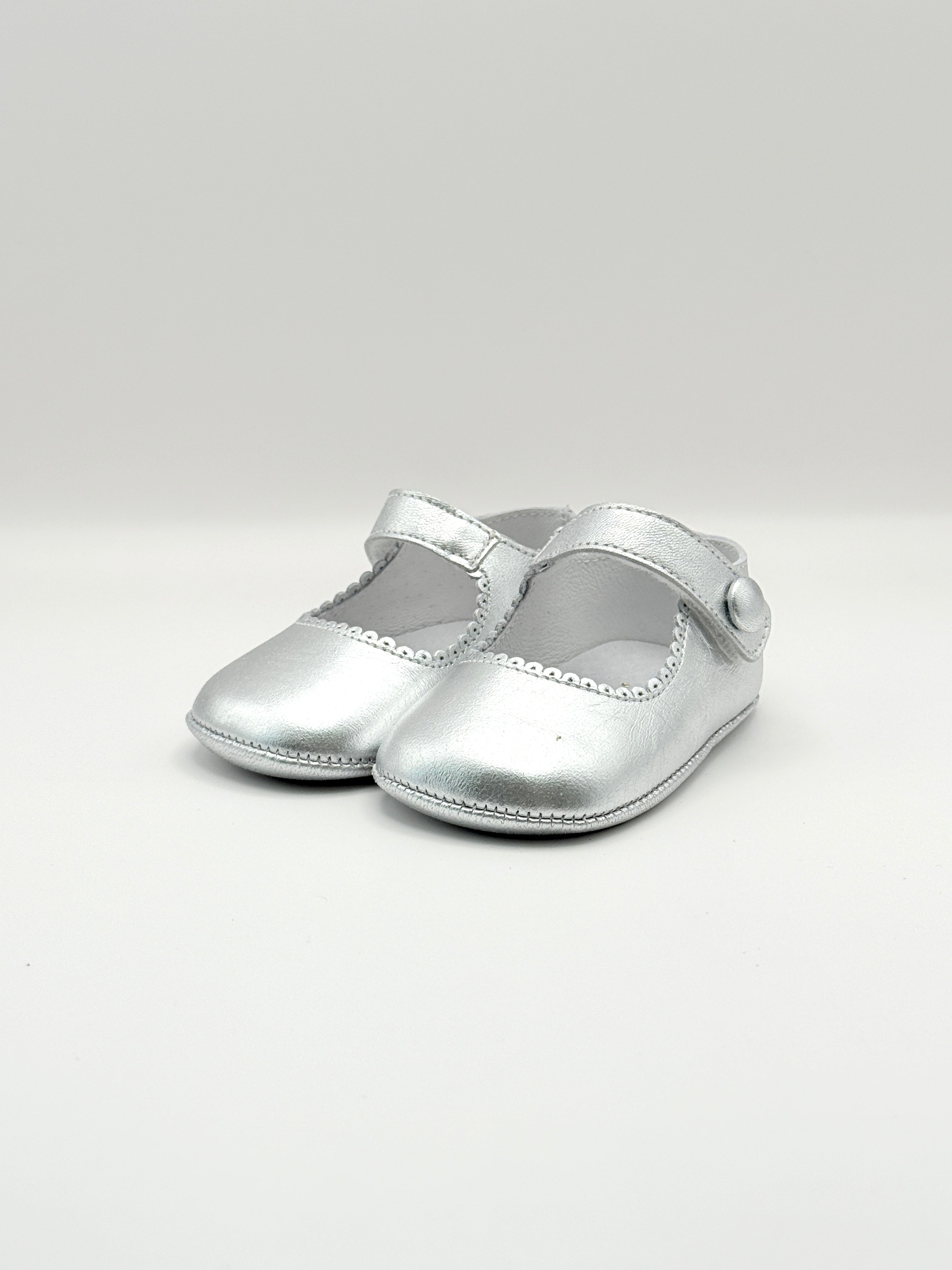 Crib Shoe Mary Jane Button Silver