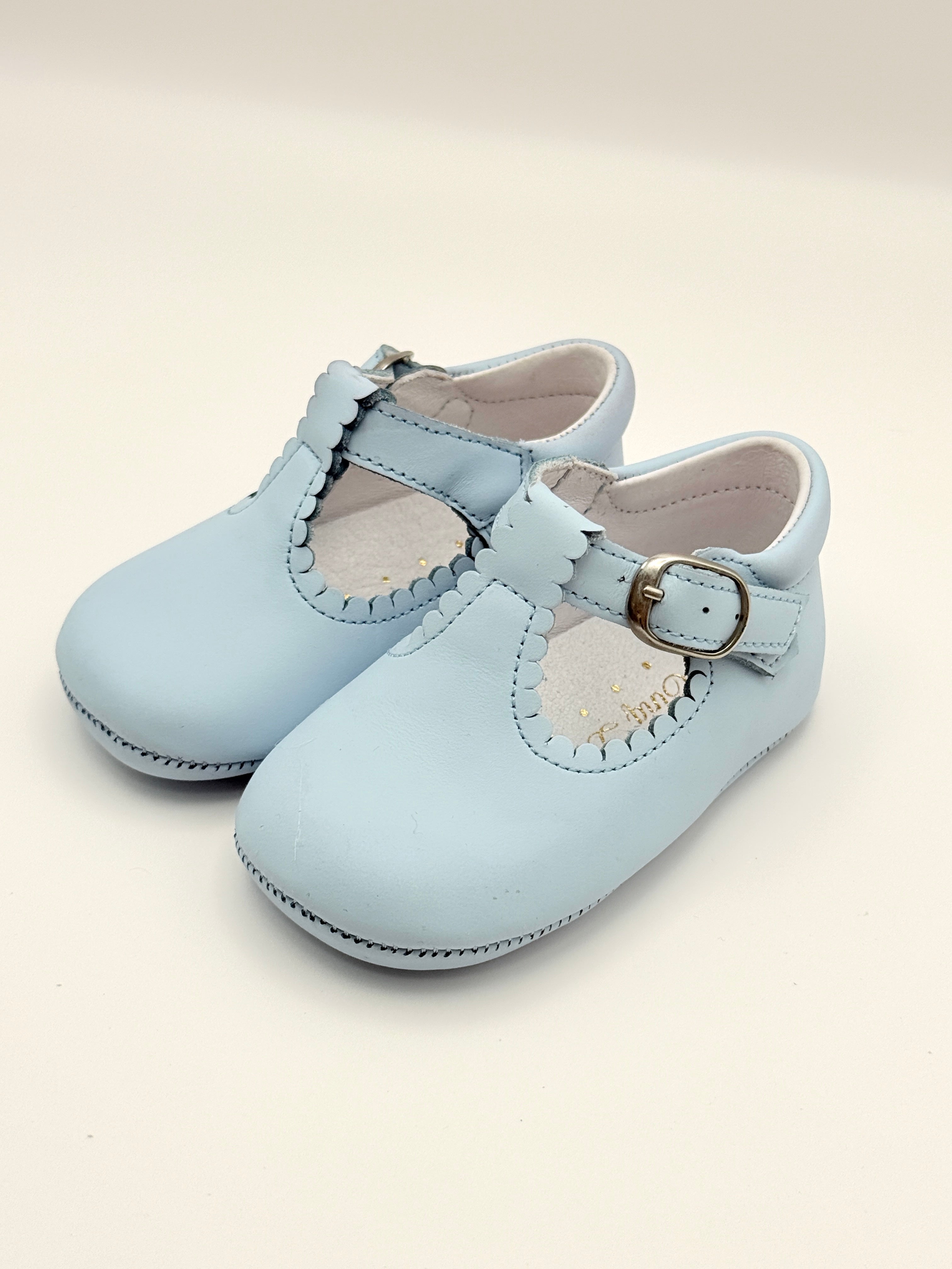 Crib Shoe T-Strap Napa Baby Blue