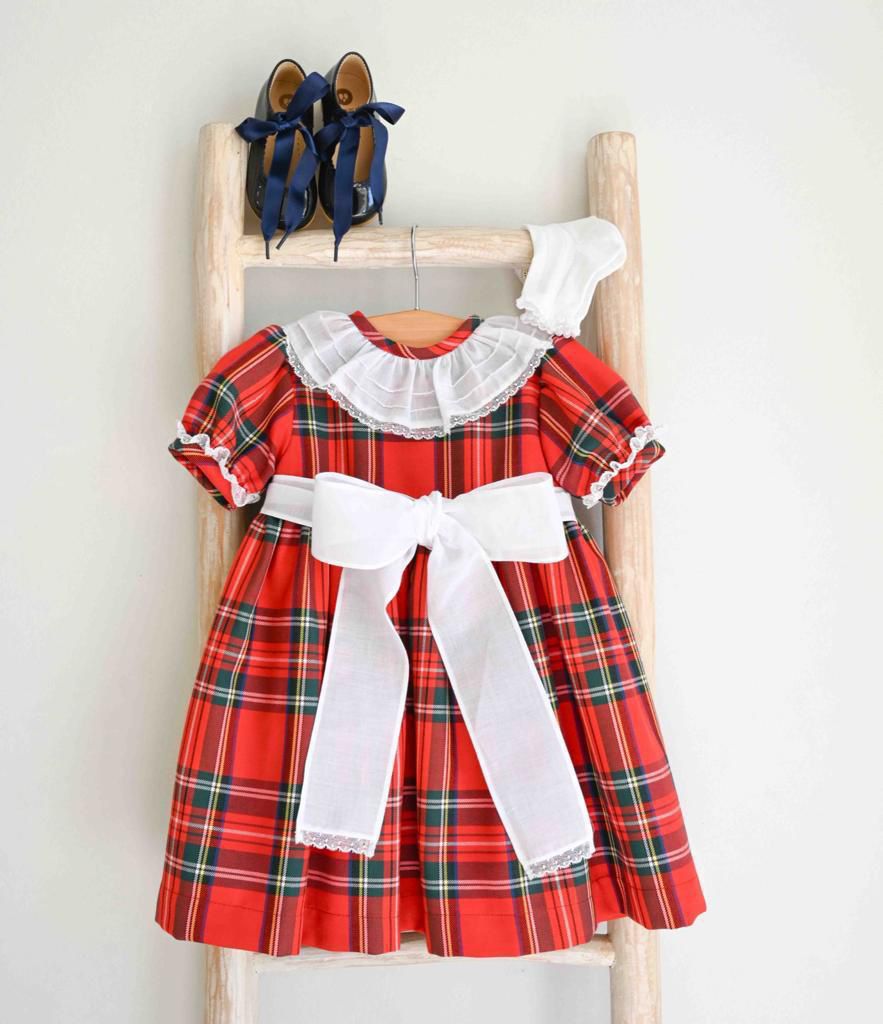 Dress Red Tartan Bow