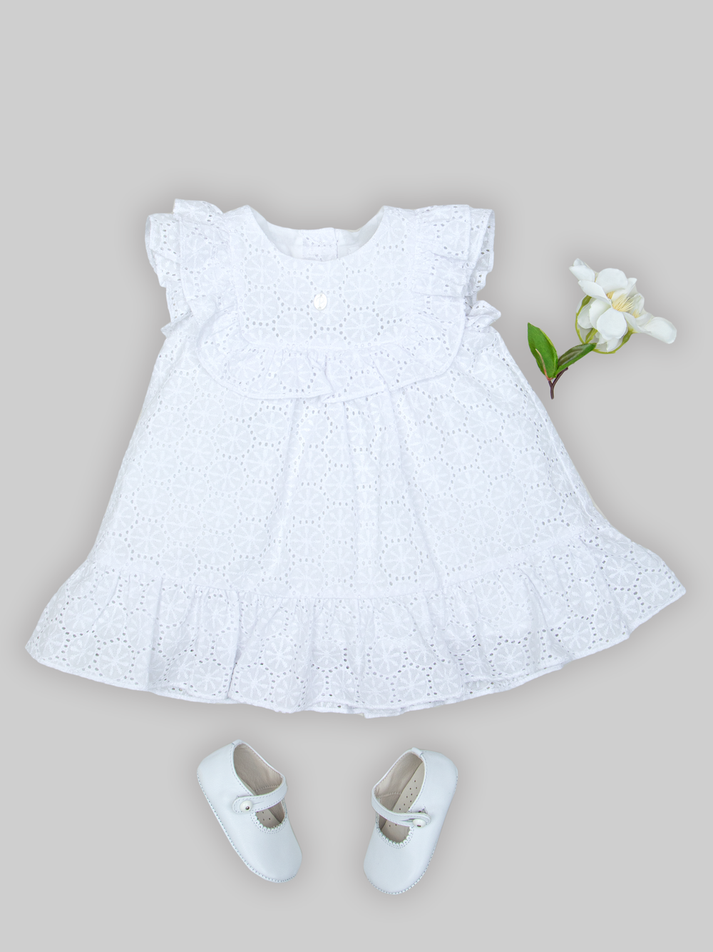 White Embroidered Cotton Dress