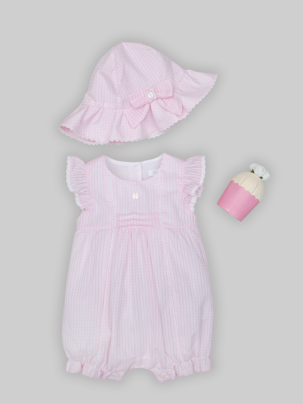 Pink Textured Cotton Romper