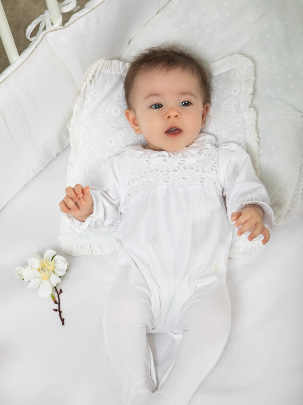 White English embroidery babygrow