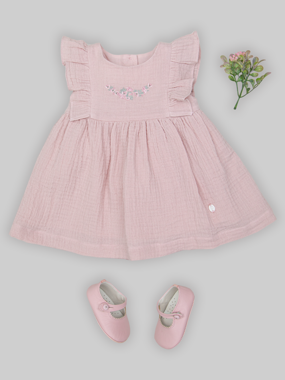 Dusty Pink Dress with Embroidery