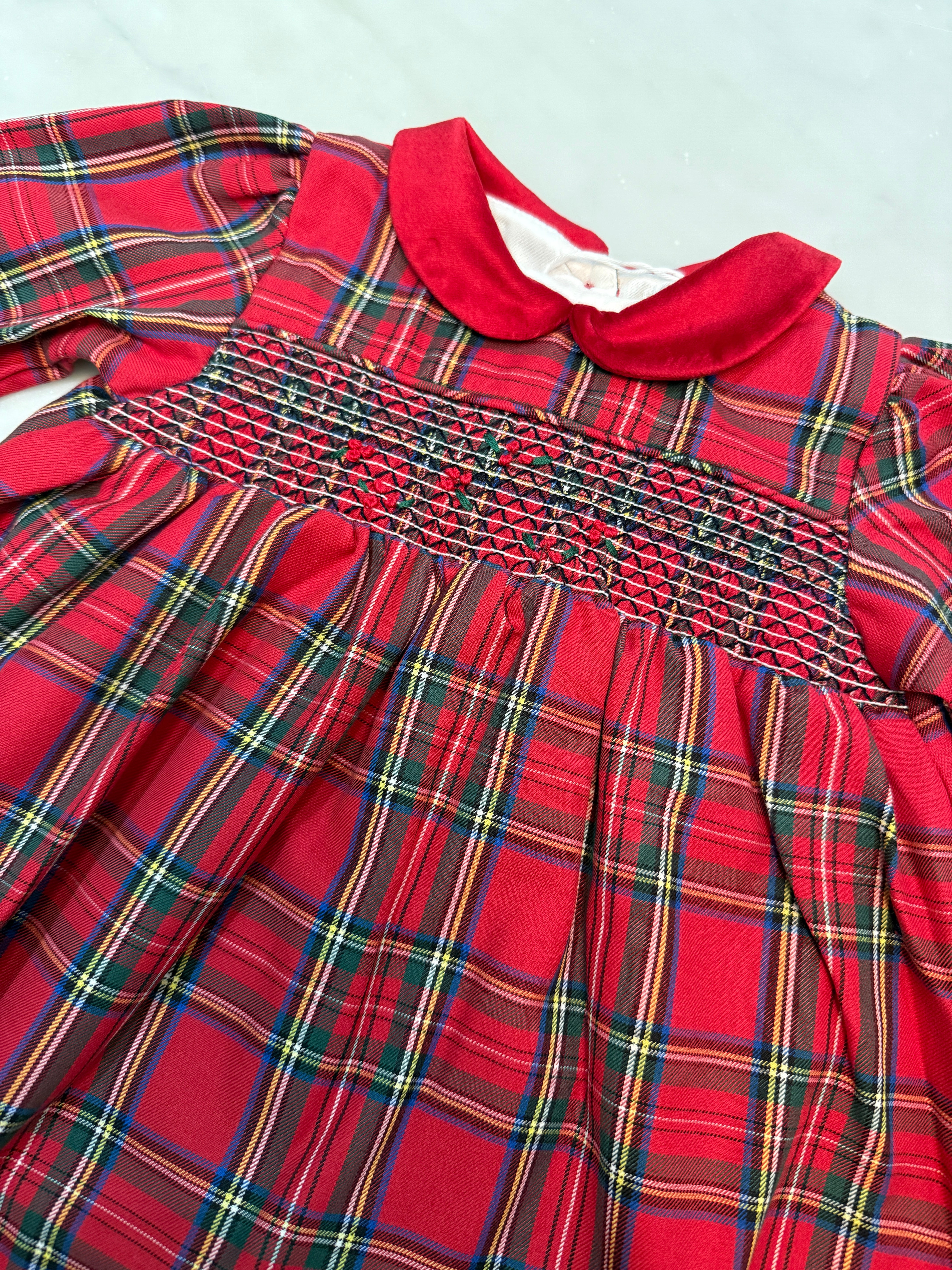 Smock Dress Tartan Red