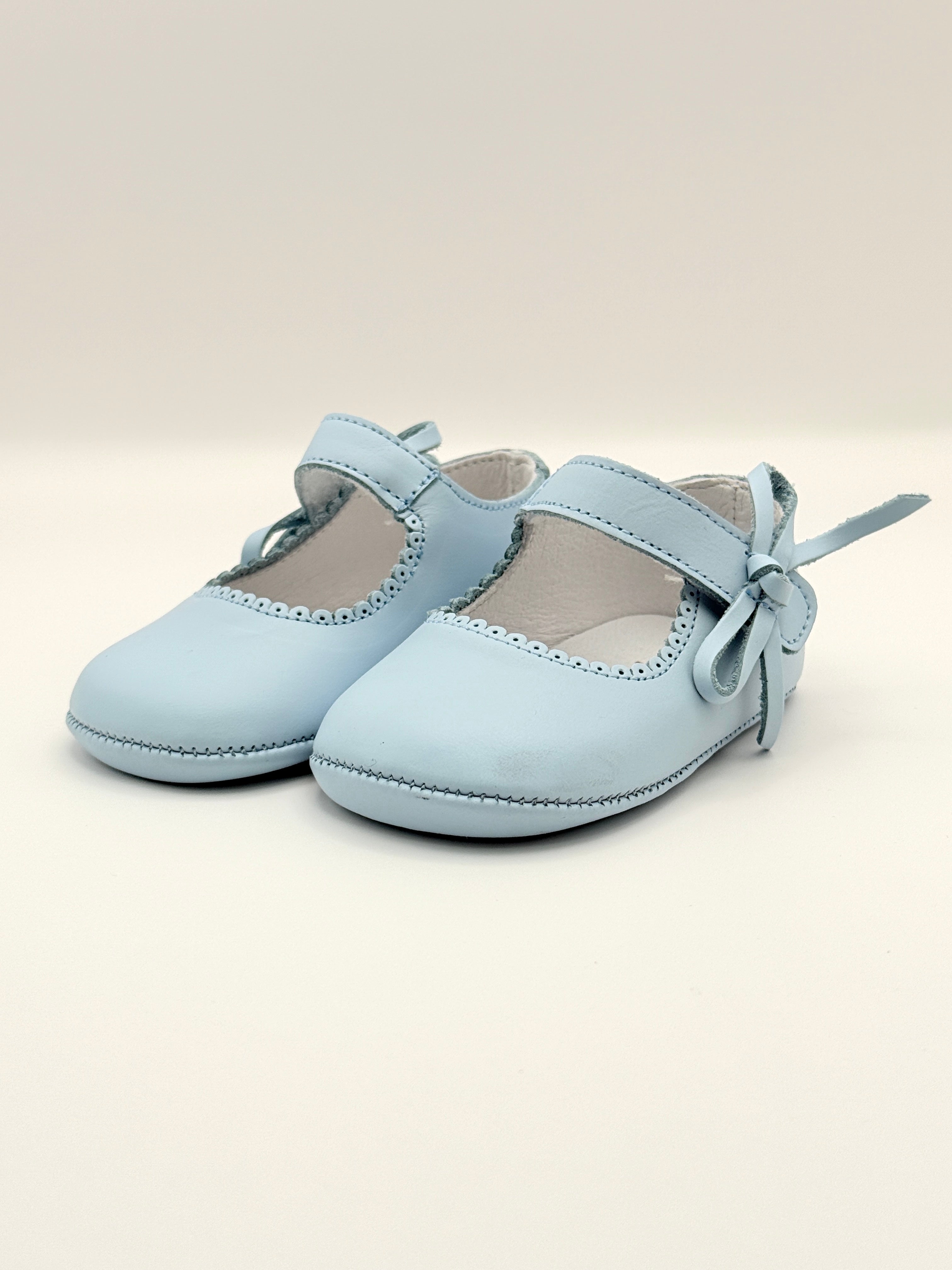 Crib Shoe Mary Jane Bow Baby Blue