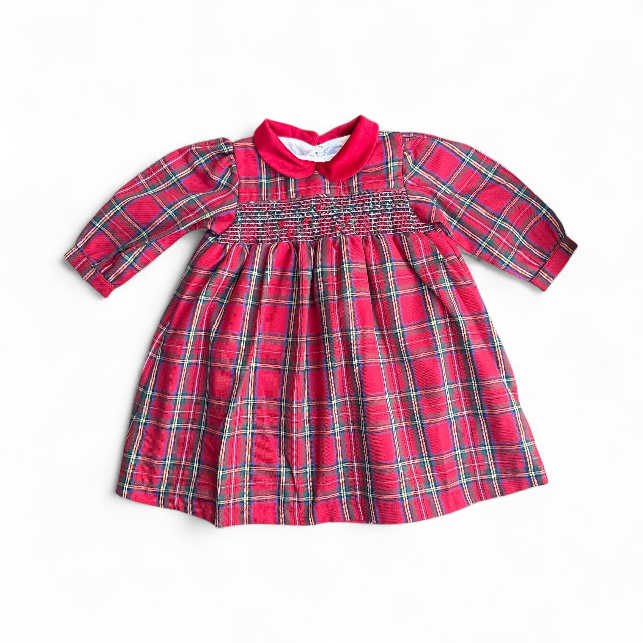 Smock Dress Tartan Red