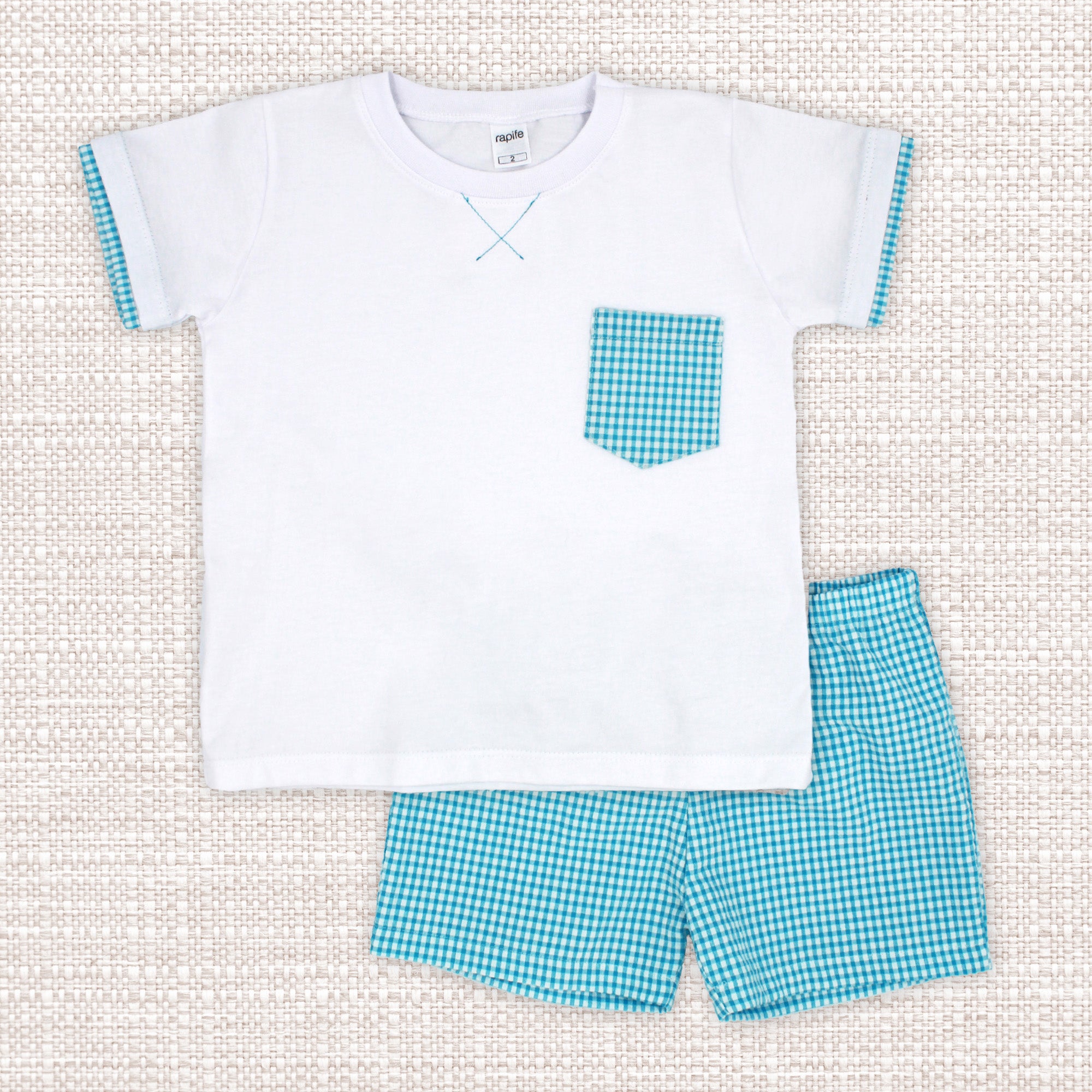 Boy Set 'Checkered Fun' Turquoise