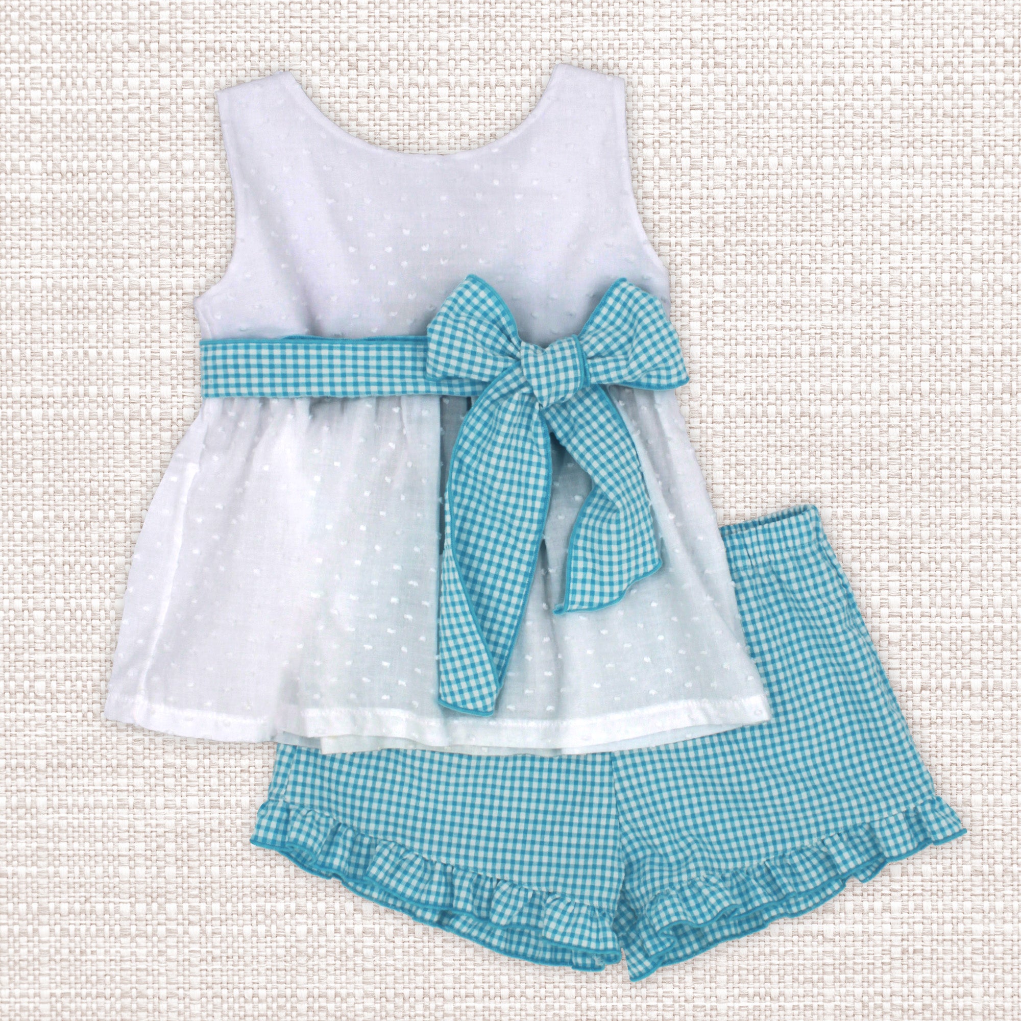 Short Set 'Checkered Fun' Turquoise