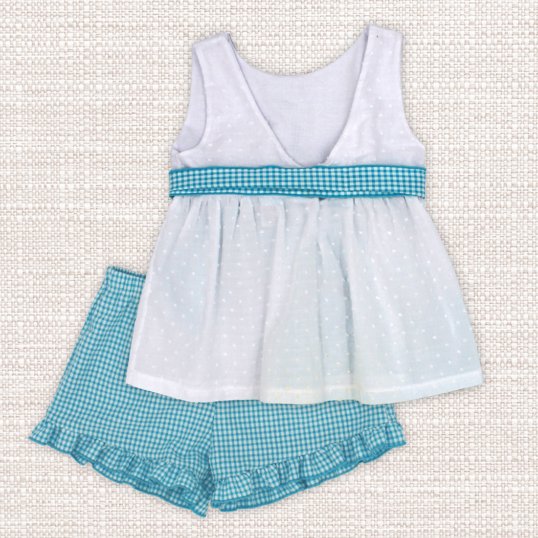 Short Set 'Checkered Fun' Turquoise