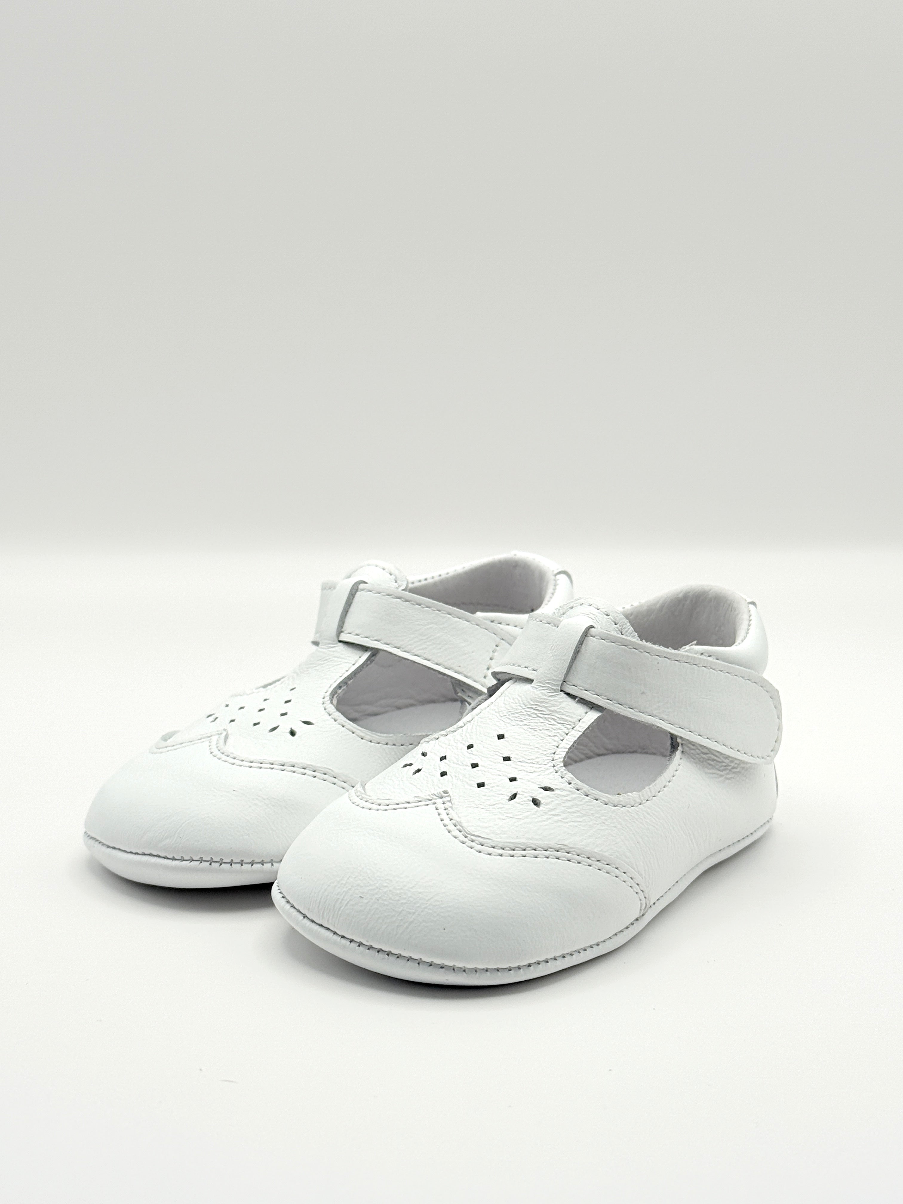 Crib Shoe T-Strap Stone White