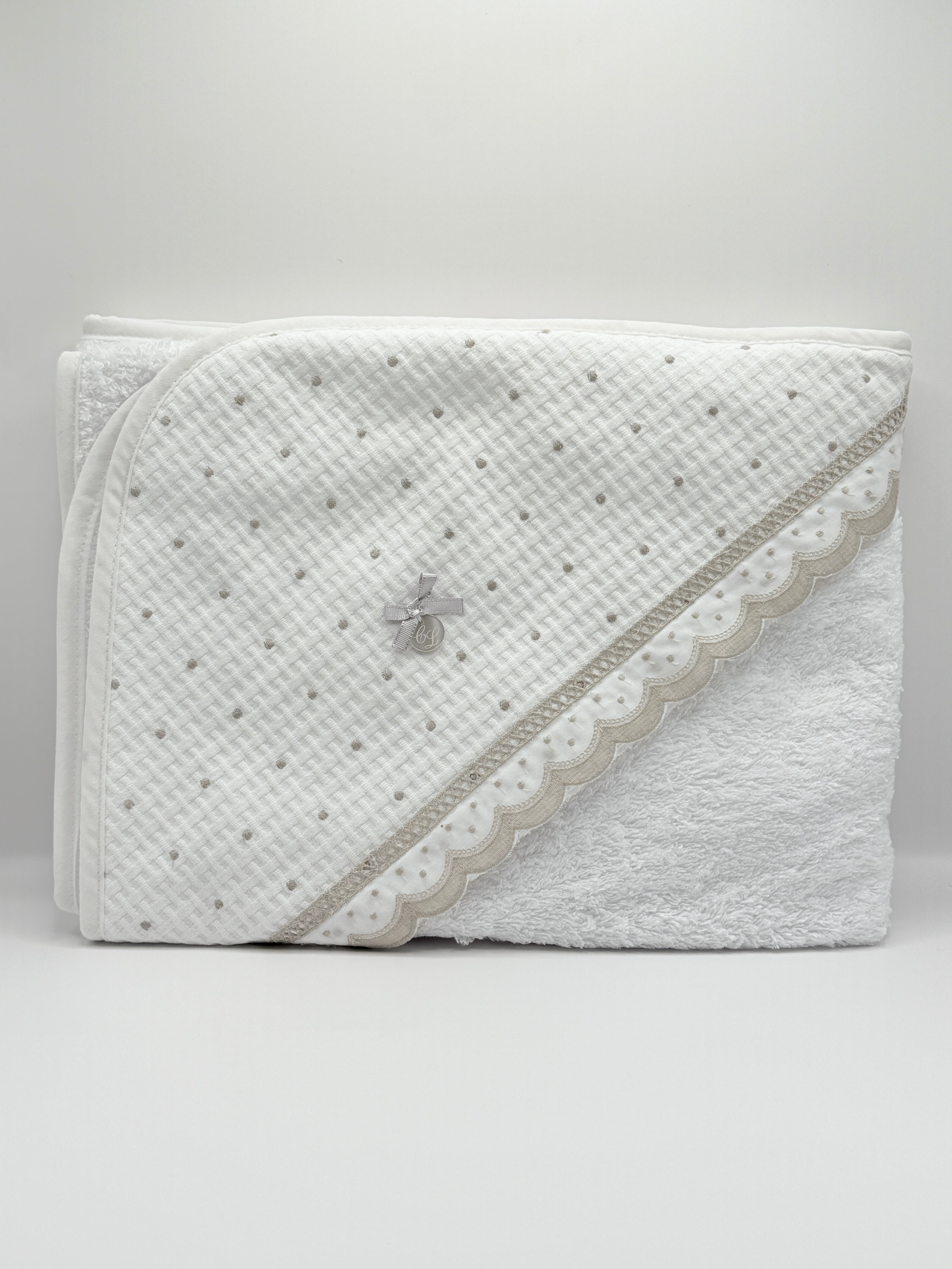 Hooded Towel XL Dots Grey