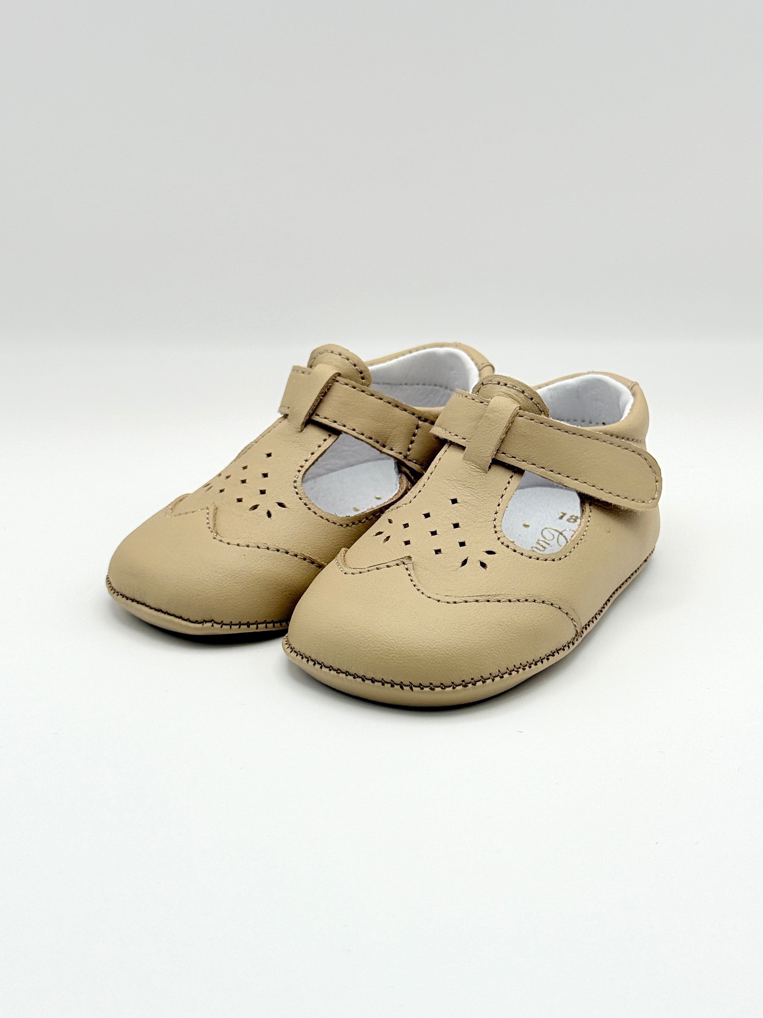 Crib Shoe T-Strap Stone Sand