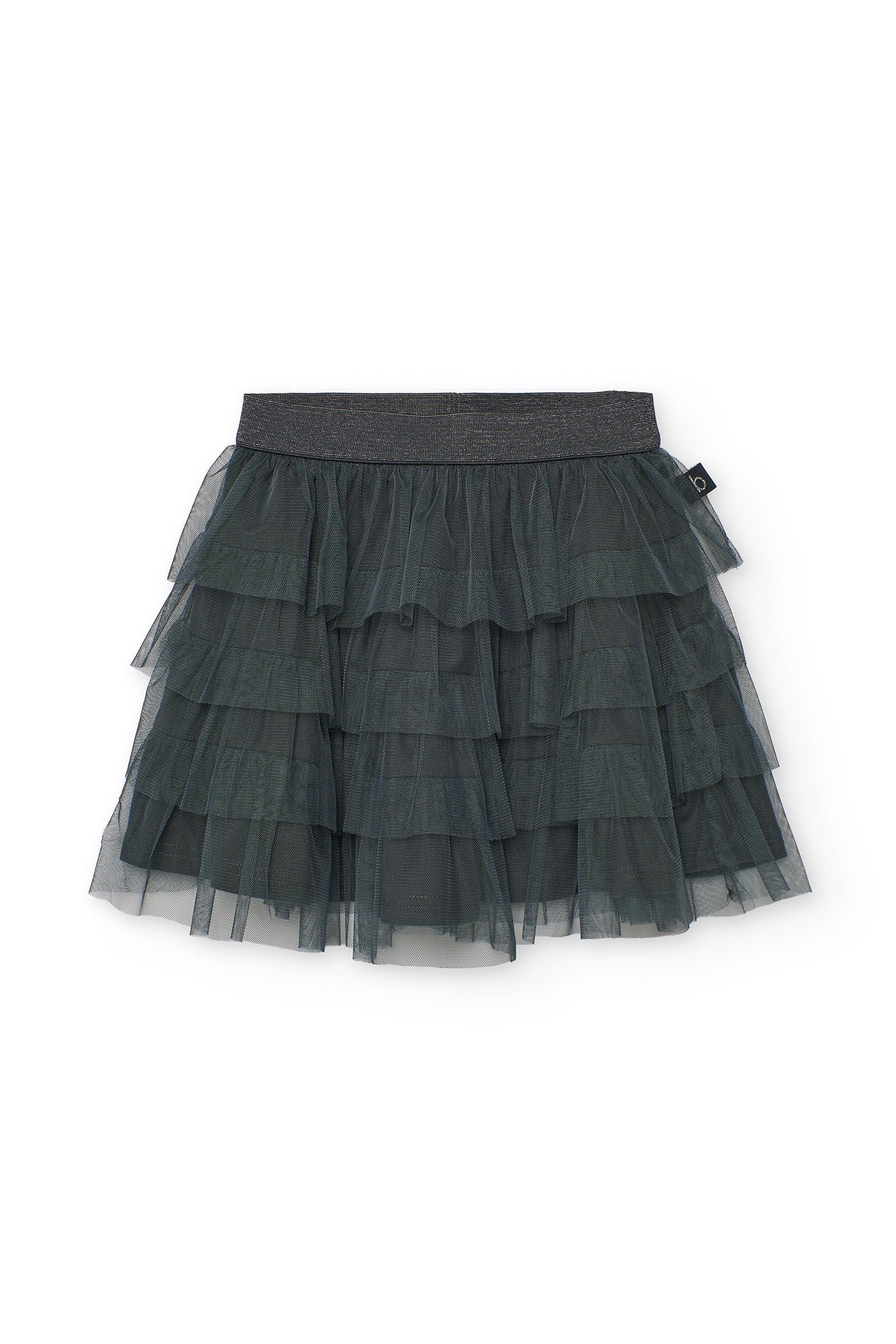 Black tiered skirt on a white background