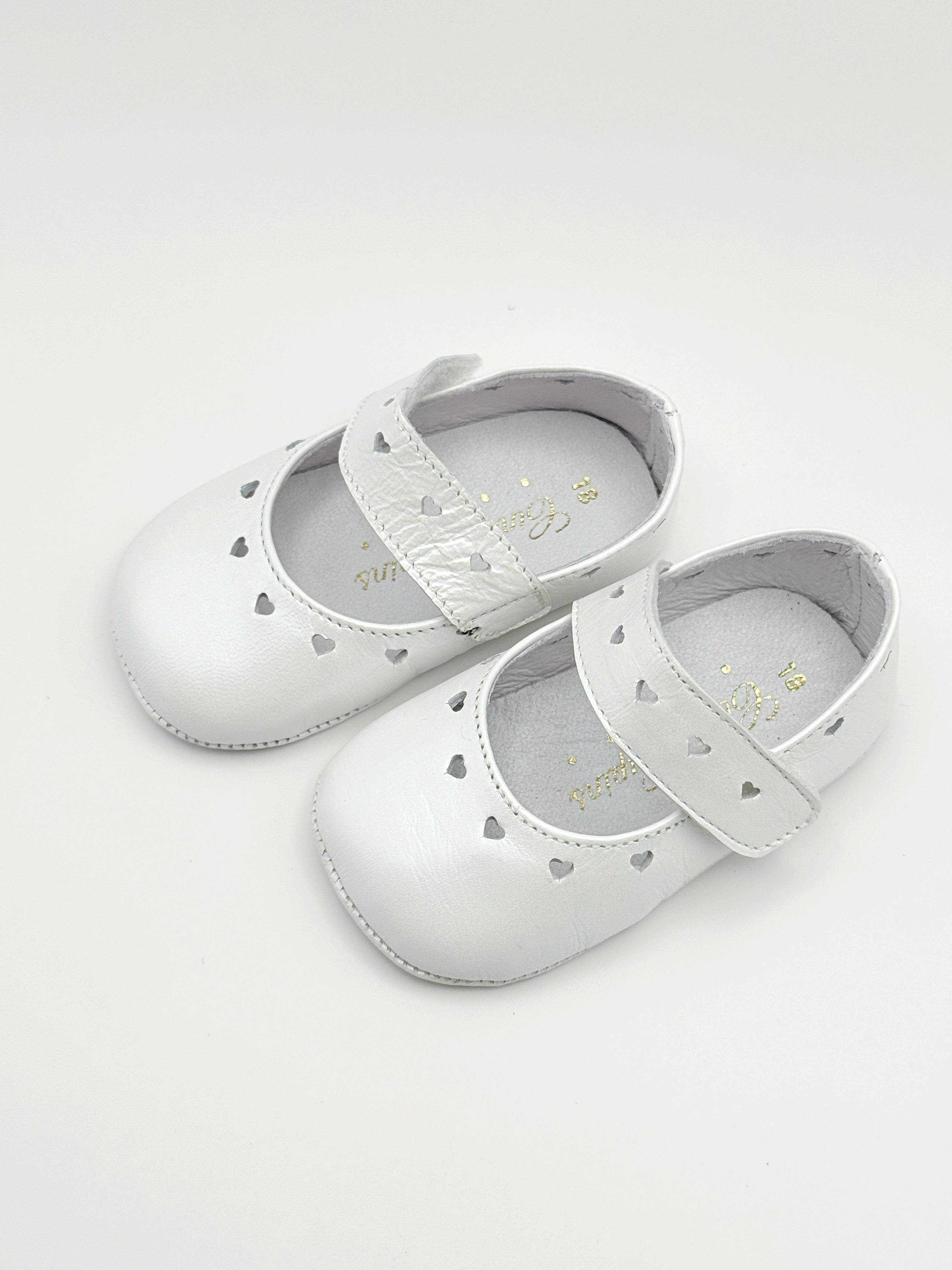 Crib Shoe Mary Jane Hearts Pearl White