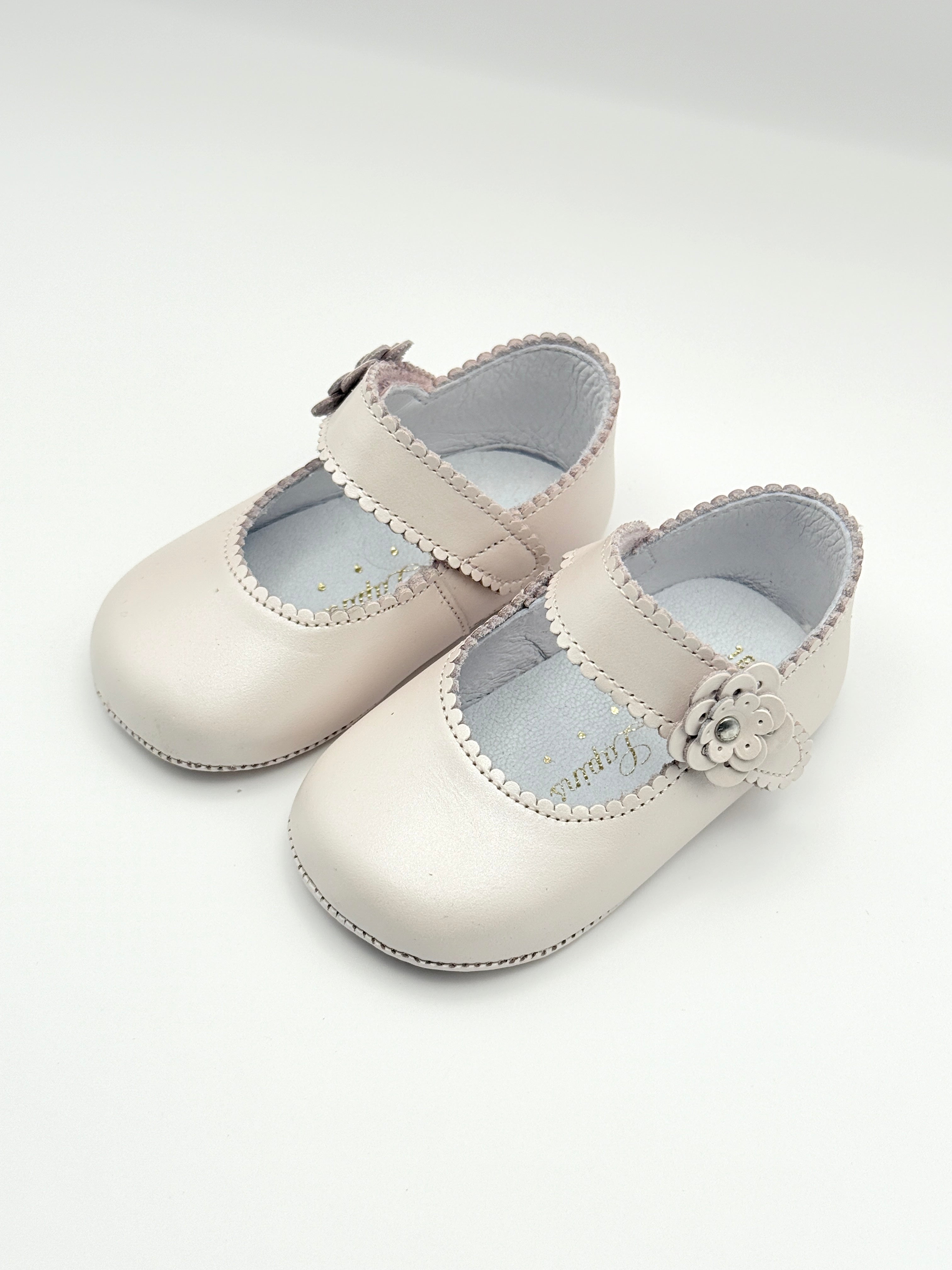 Crib Shoe Mary Jane Flor Pearl Pink