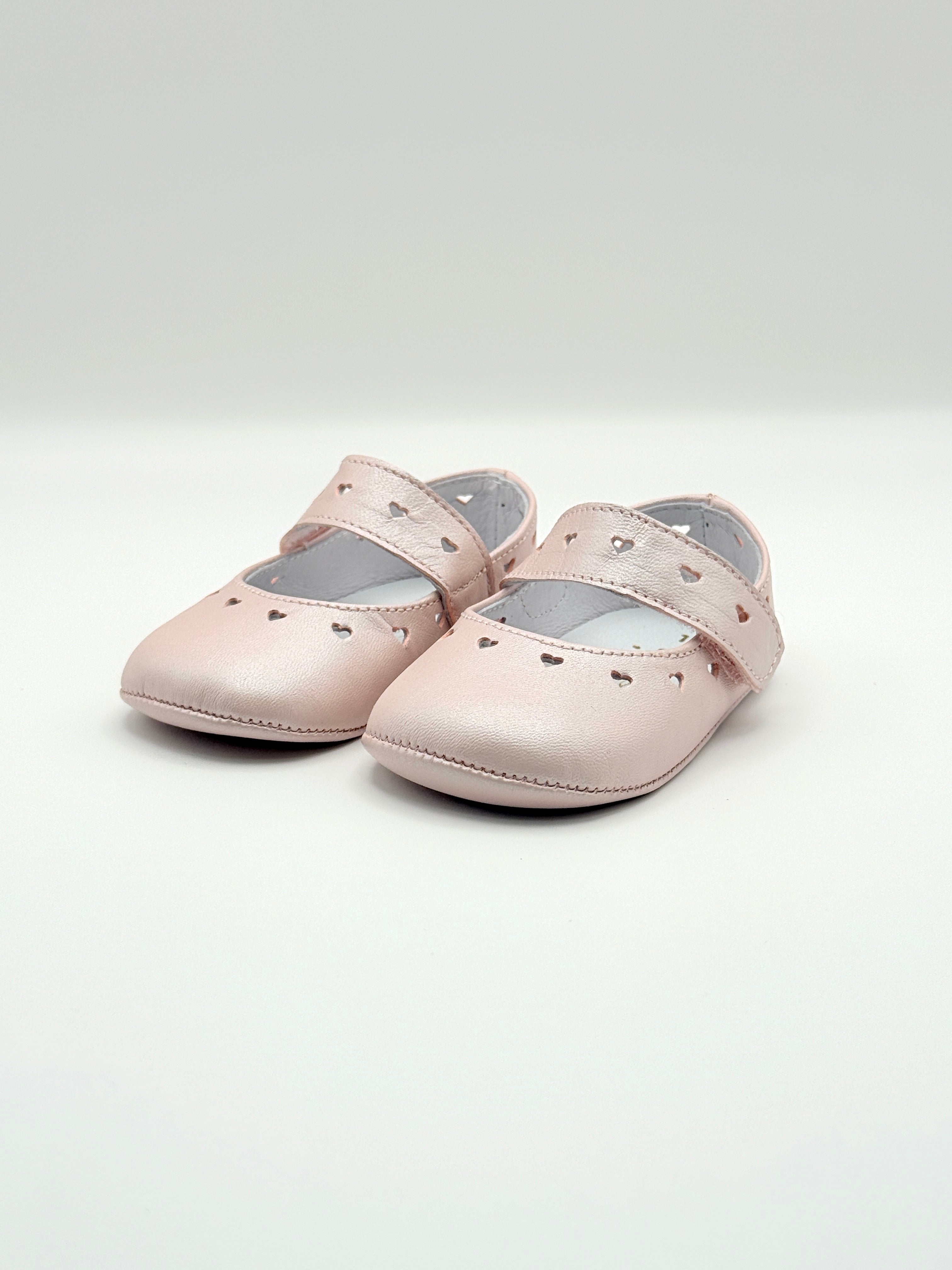 Crib Shoe Mary Jane Hearts Pearl Pink