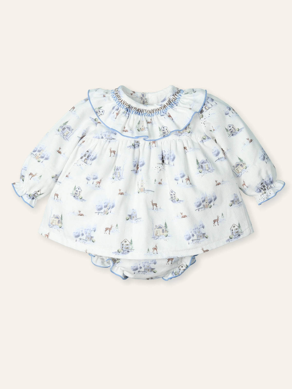 Baby dress with floral pattern on a white background