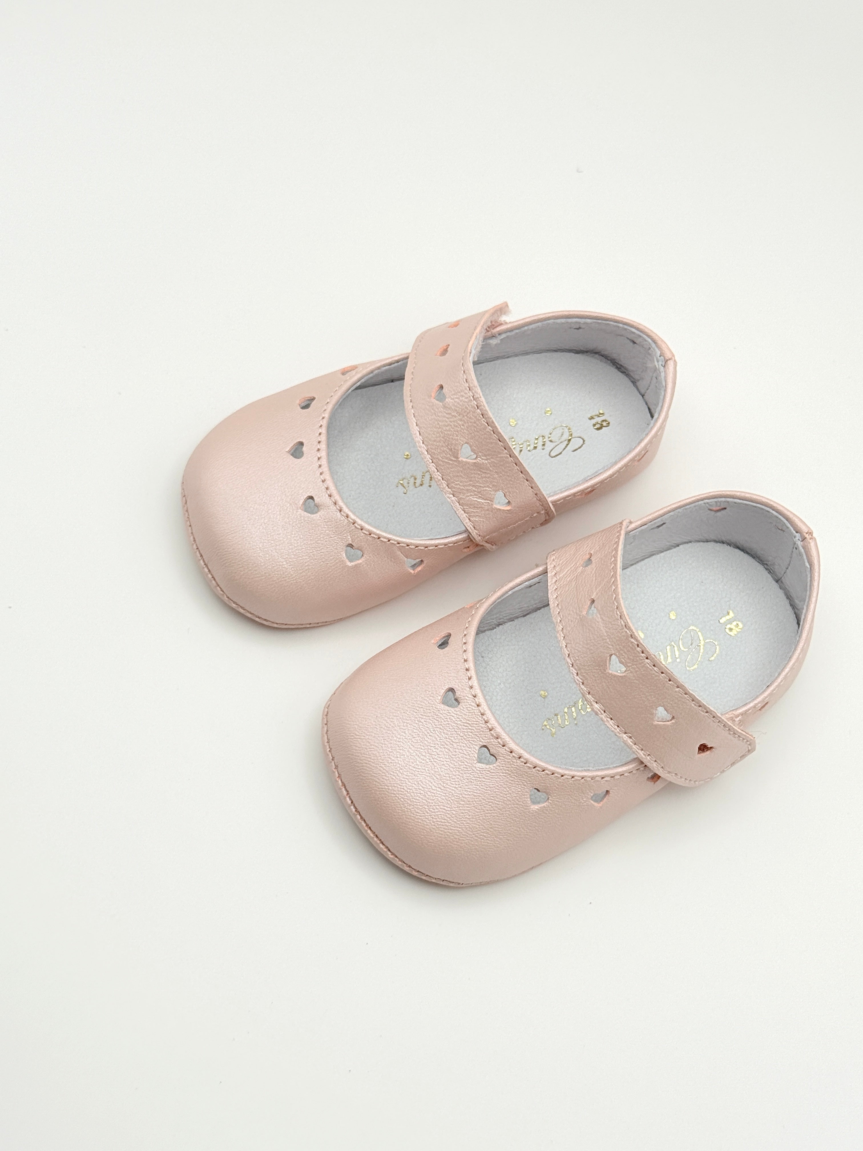 Crib Shoe Mary Jane Hearts Pearl Pink