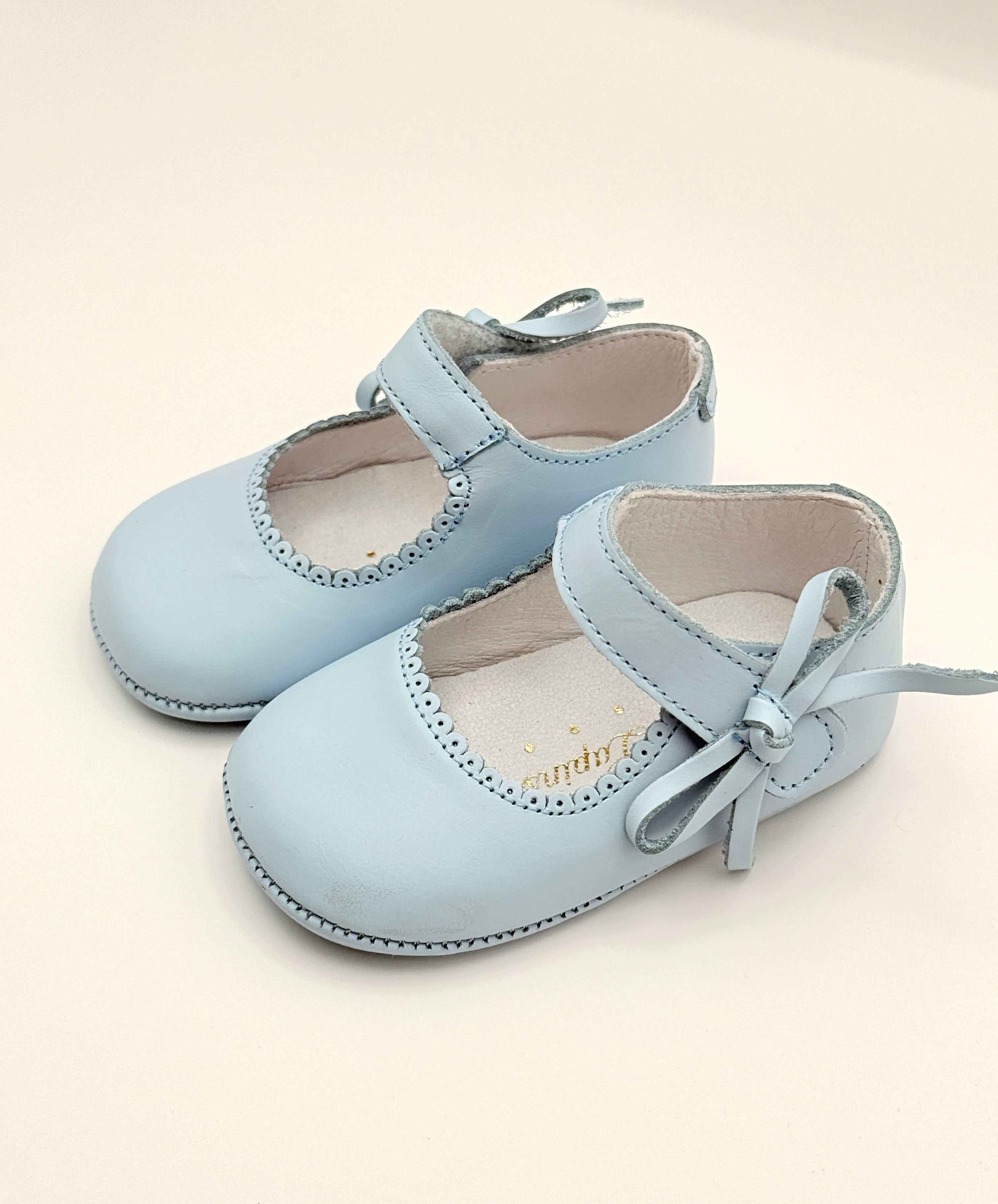 Crib Shoe Mary Jane Bow Baby Blue