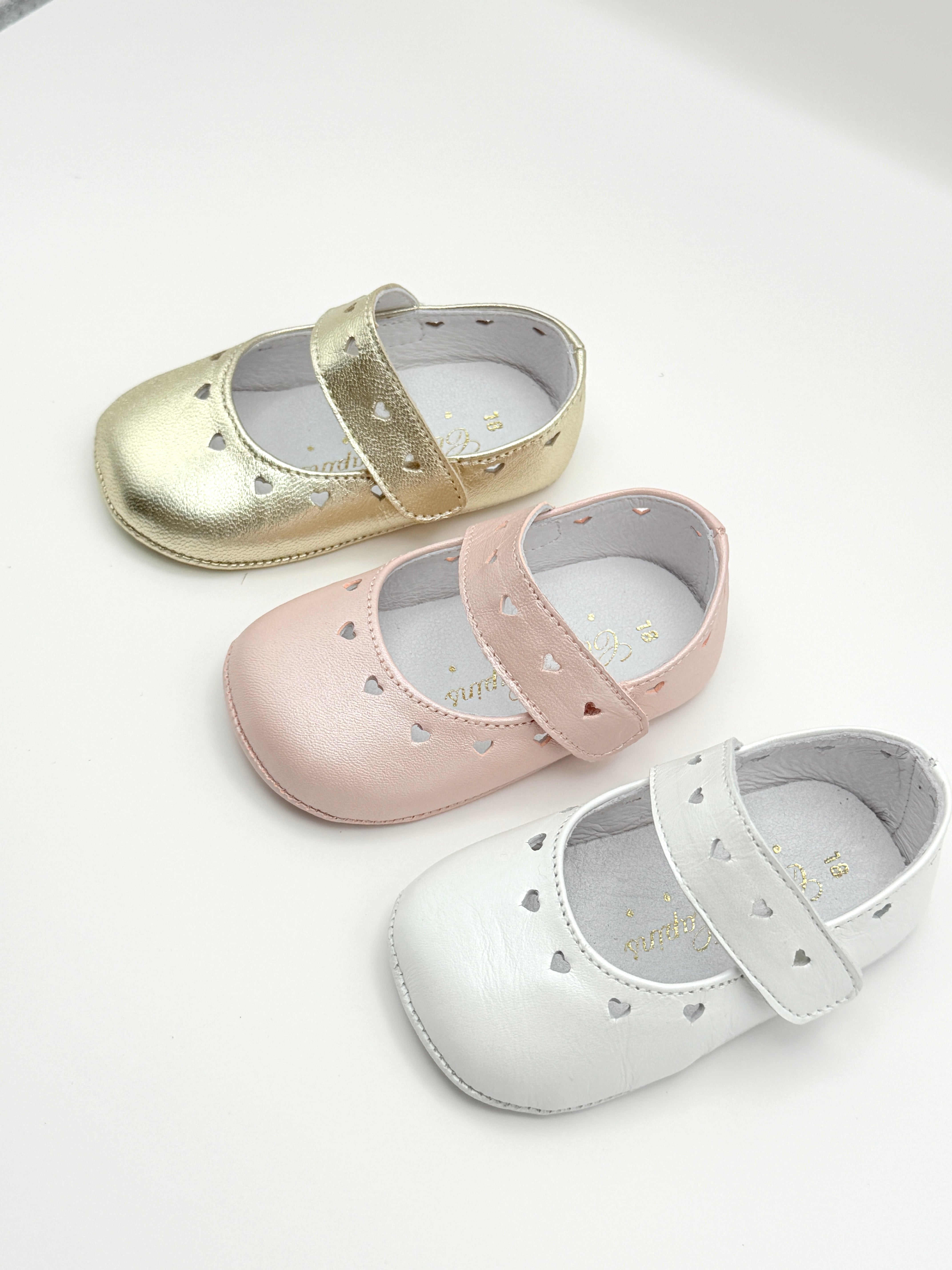 Crib Shoe Mary Jane Hearts Pearl White