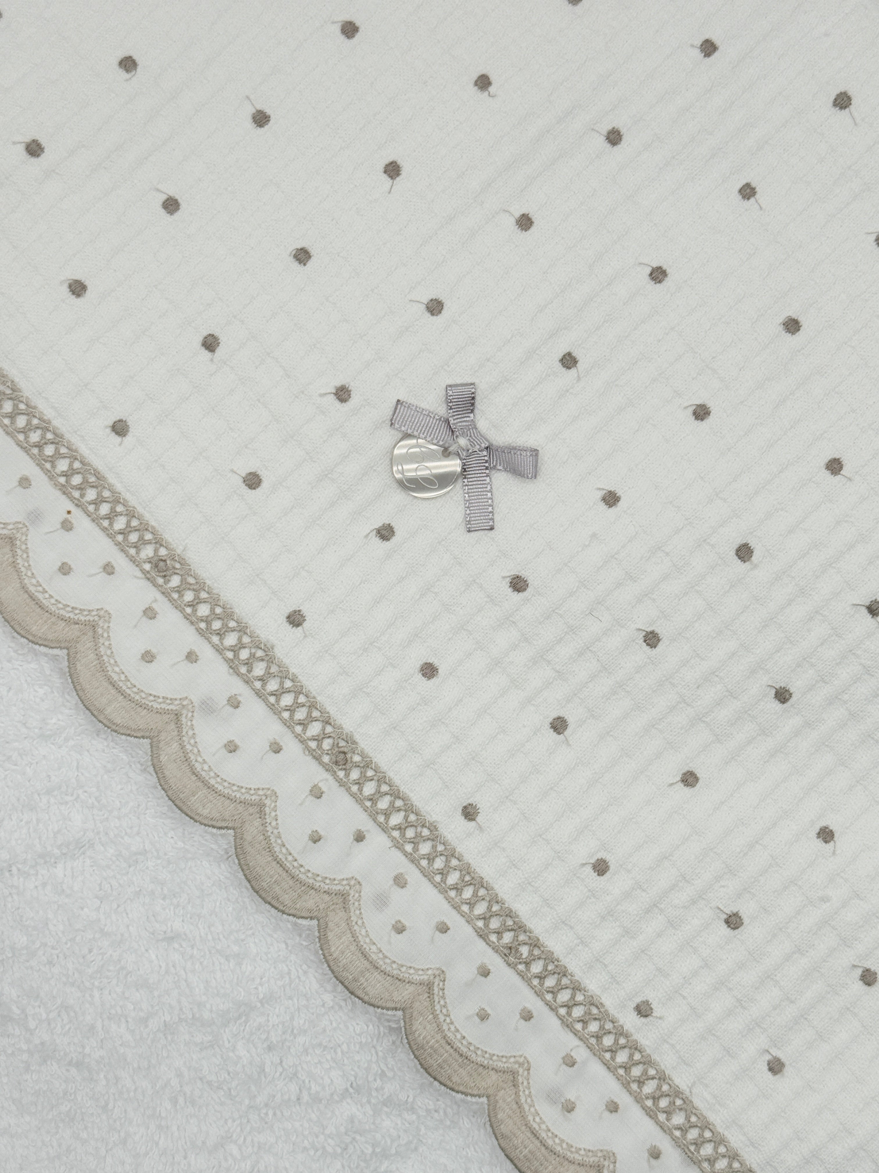 Hooded Towel XL Dots Grey