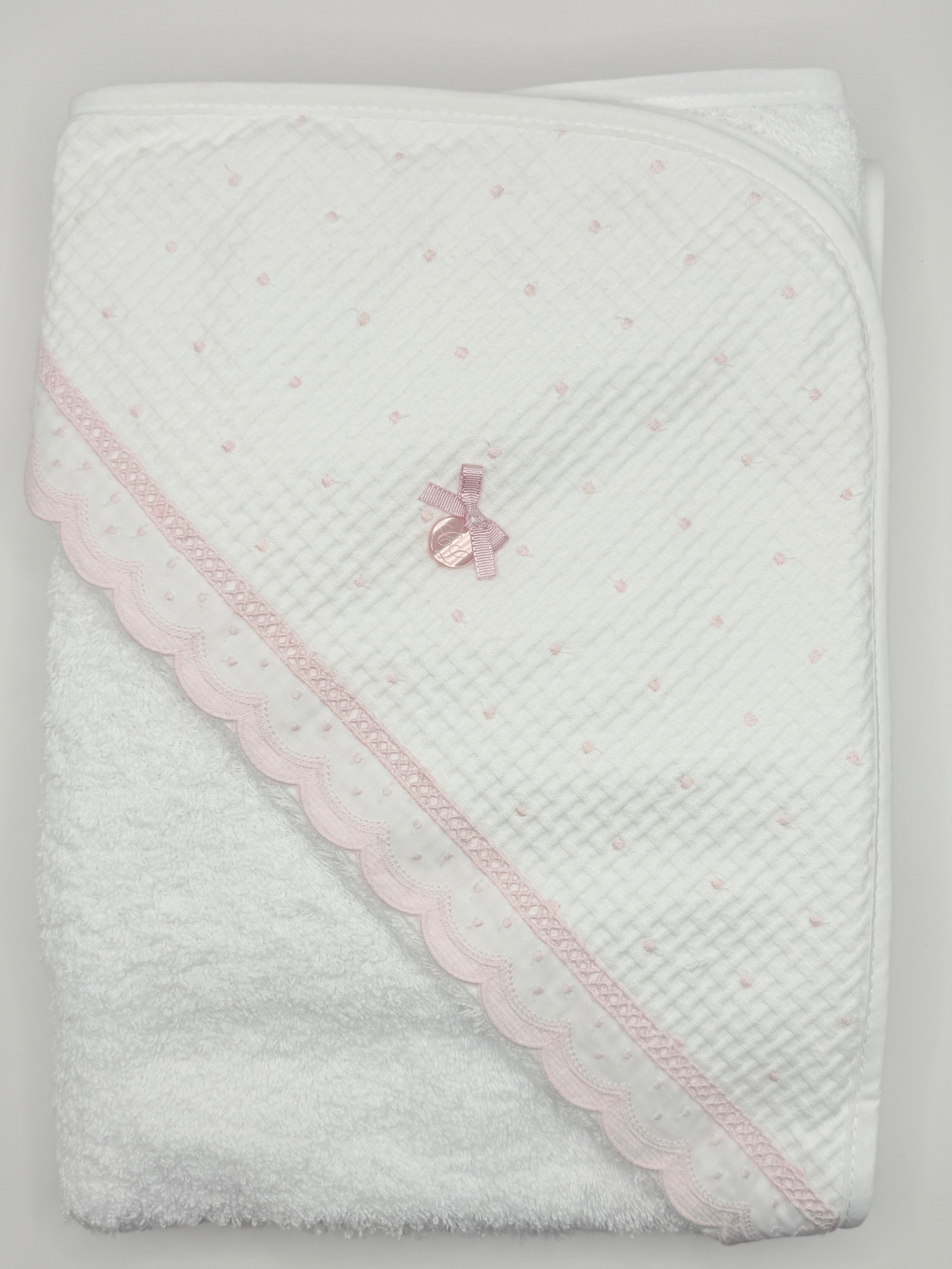 Hooded Towel XL Dots Pink