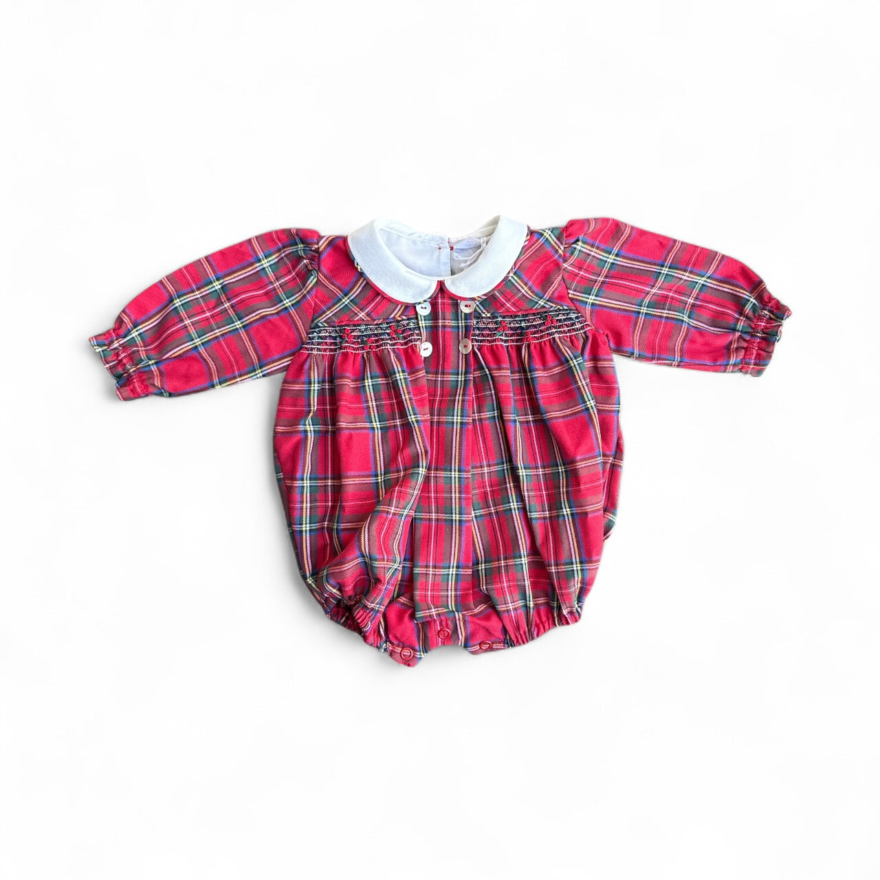 Smock Romper Tartan Red