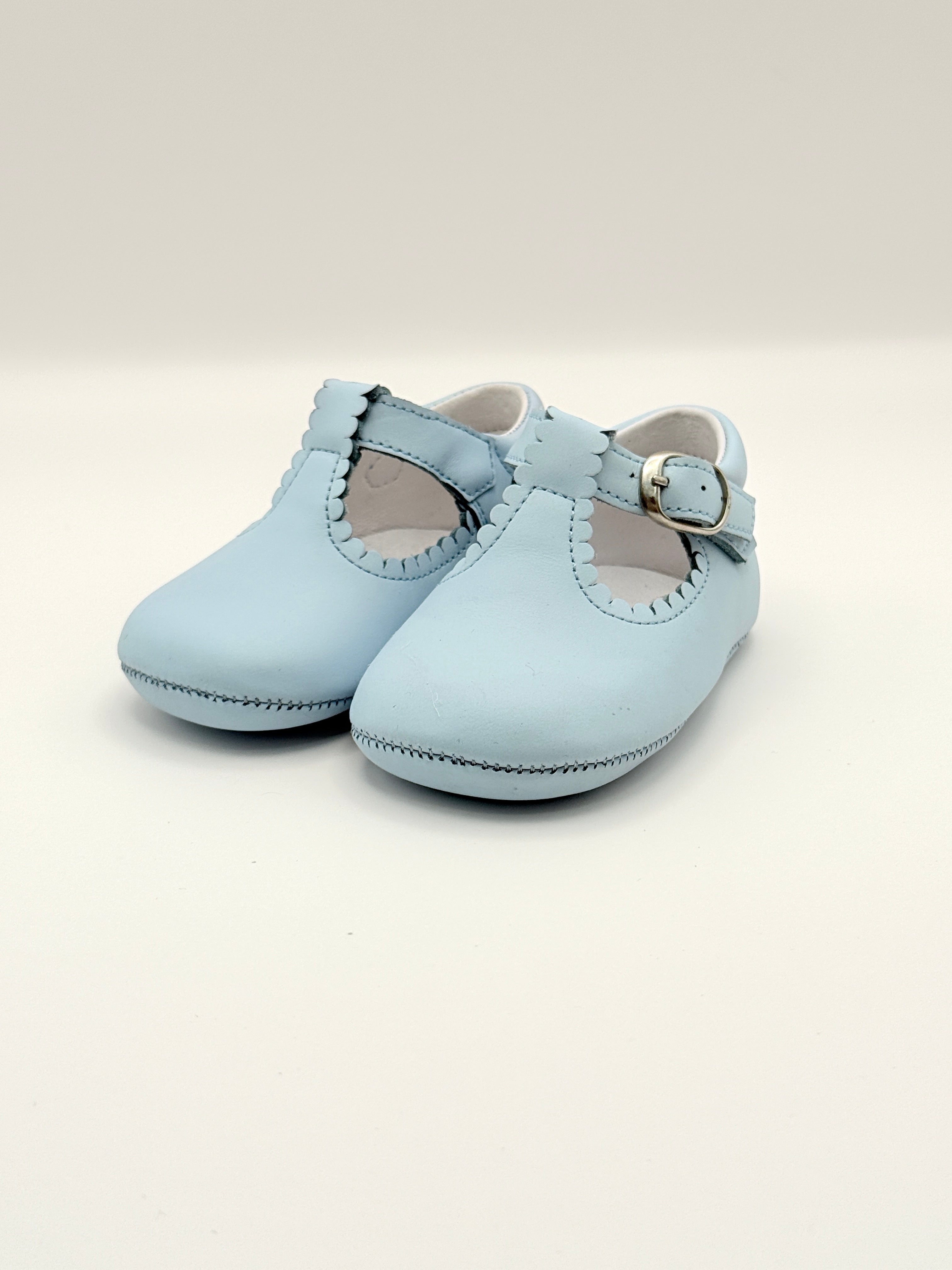 Crib Shoe T-Strap Napa Baby Blue