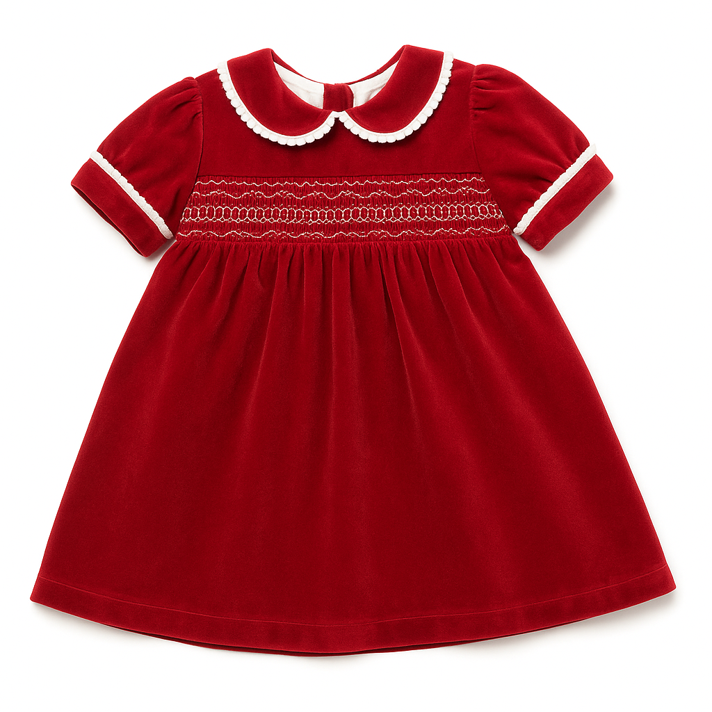 Smock Dress Velvet Red